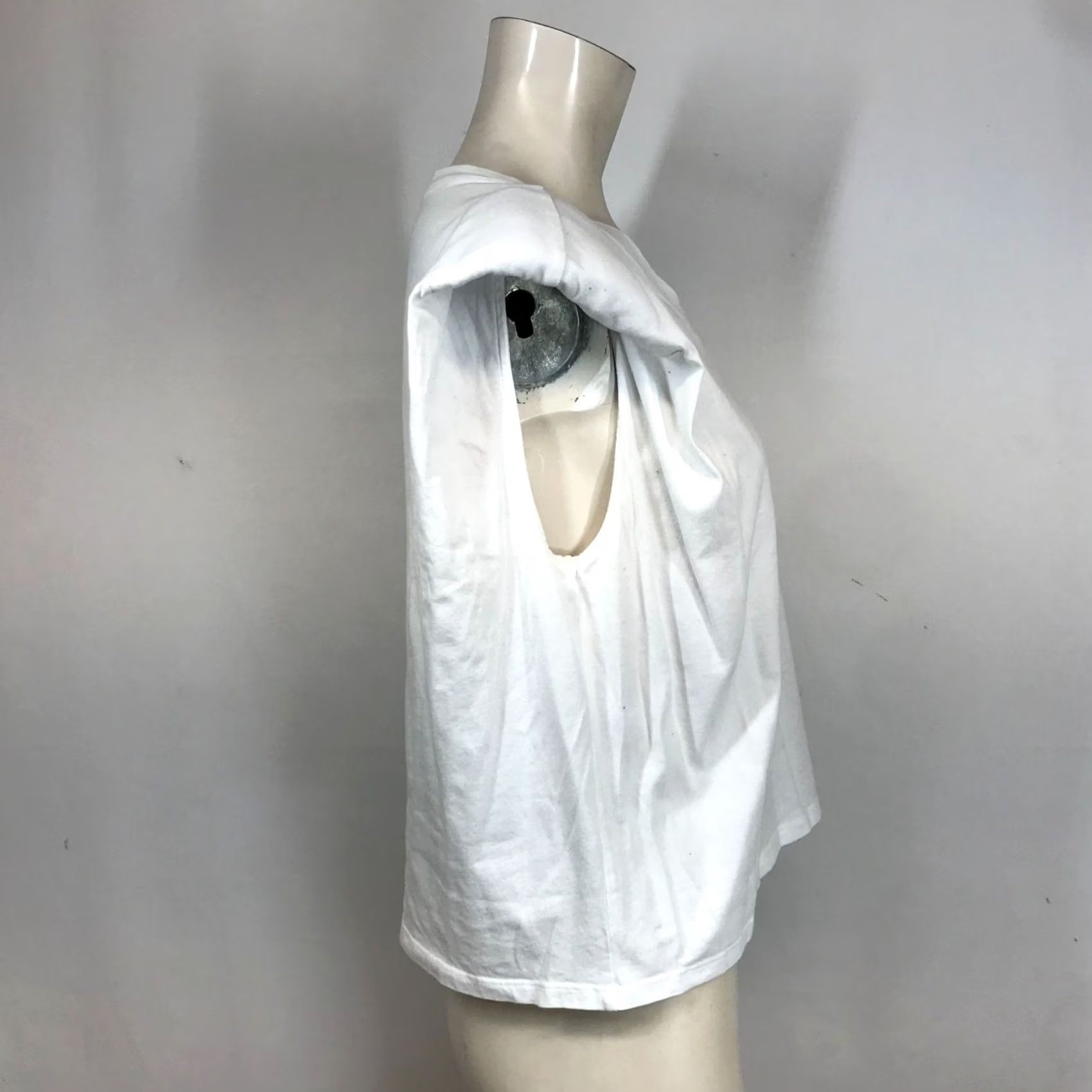 Vintage BABATON Shirt Womens XS White Short Sleeve Padded Shoulder V Neck Cotton Size XS / US 0-2 / IT 36-38 - 4 Thumbnail