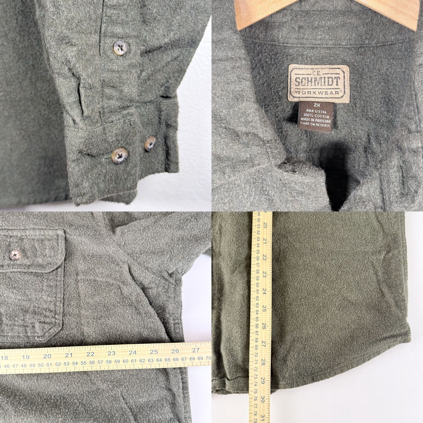 Vintage C.E. Schmidt Workwear Shirt Men's Gray Long Sleeve Pockets Winter - Size 2XL Size US XXL / EU 58 / 5 - 8 Thumbnail