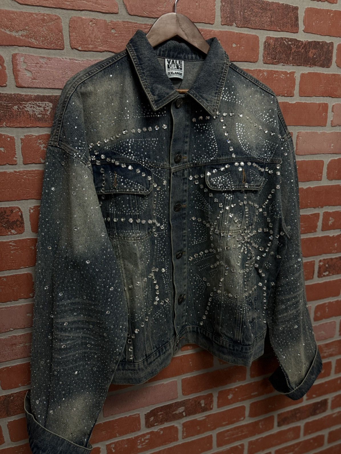 Vale Valley Blue Denim Jacket Crystal Stones Rare XXL (NEW) Size US XXL / EU 58 / 5 - 2 Thumbnail