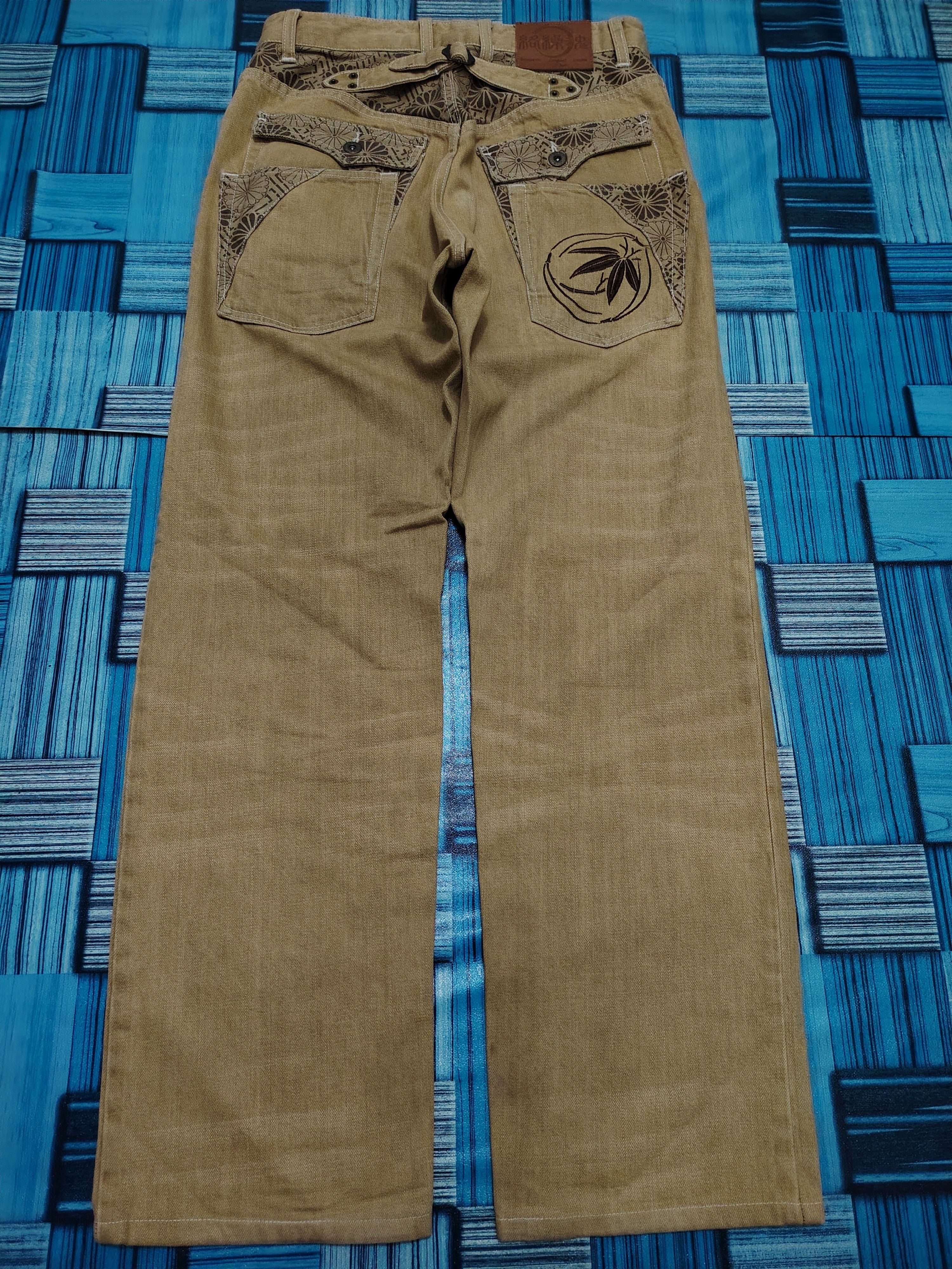 Karakuri Tamashii Rare Karakuri Tamashi Embroidered Flared Jeans back buckle Size US 29 - 12 Thumbnail