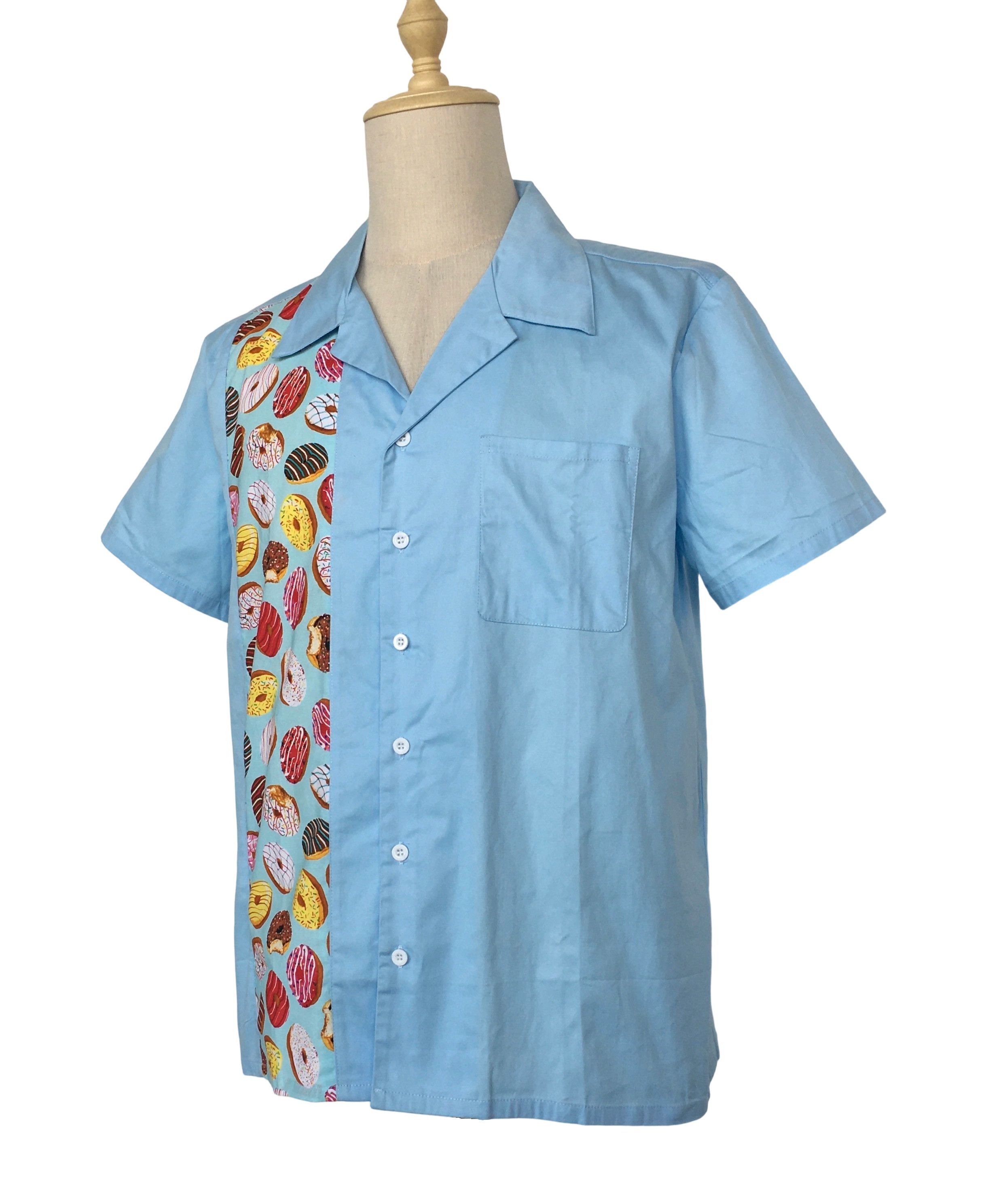 Other Men's Retro Style Doughnut Pattern Light Blue Shirts Size US XL / EU 56 / 4 - 2 Thumbnail