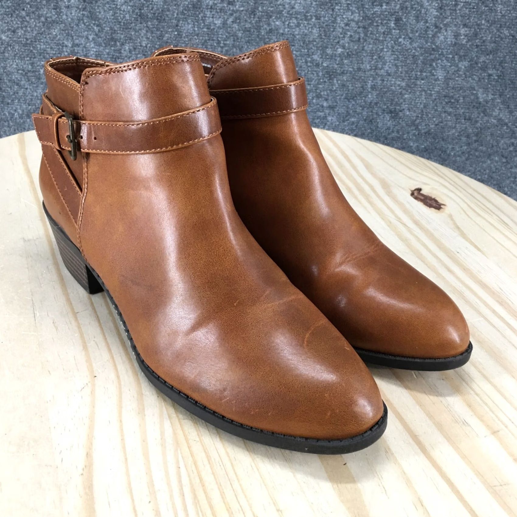 American Eagle Outfitters American Eagle Boots Womens 9.5 Ankle Bootie Brown Faux Leather Casual Block Size US 10 / IT 40 - 3 Thumbnail