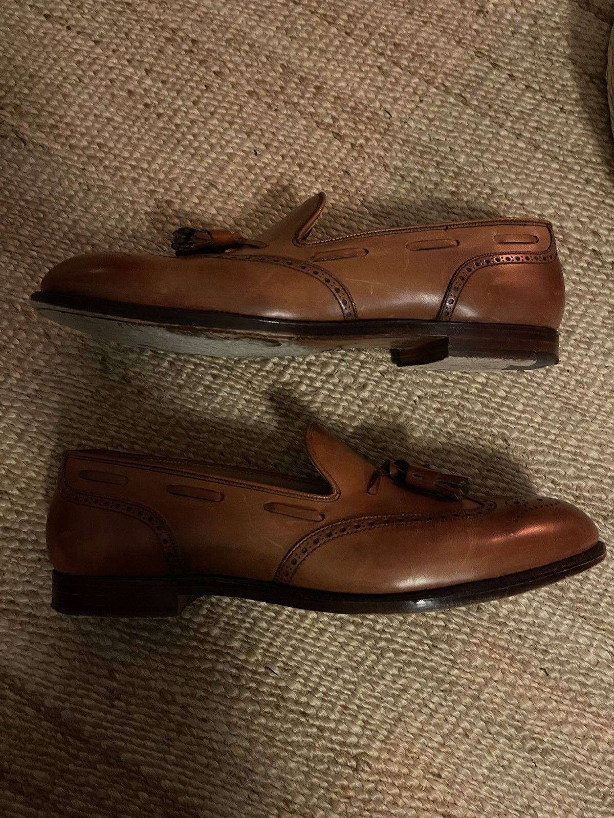 Crockett & Jones Crocket & Jones Lichfield 3 Tan Brown Leather Tassel Loafers Size US 11 / EU 44 - 6 Thumbnail