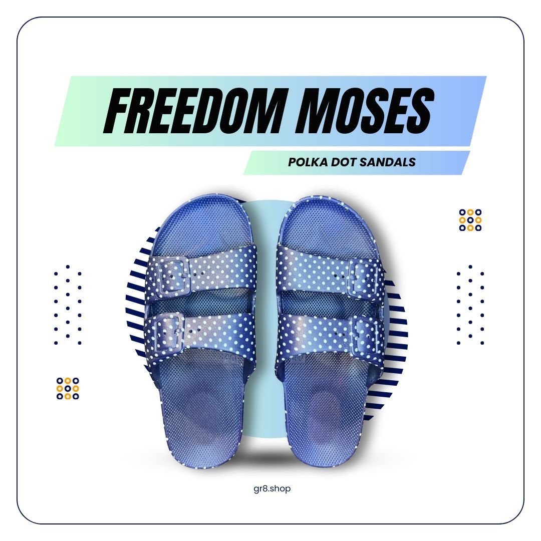 Other Freedom Moses Polka Dot Double Strap Sandals Blue Size 8.5-9 Size US 8.5 / IT 38.5 - 1 Thumbnail