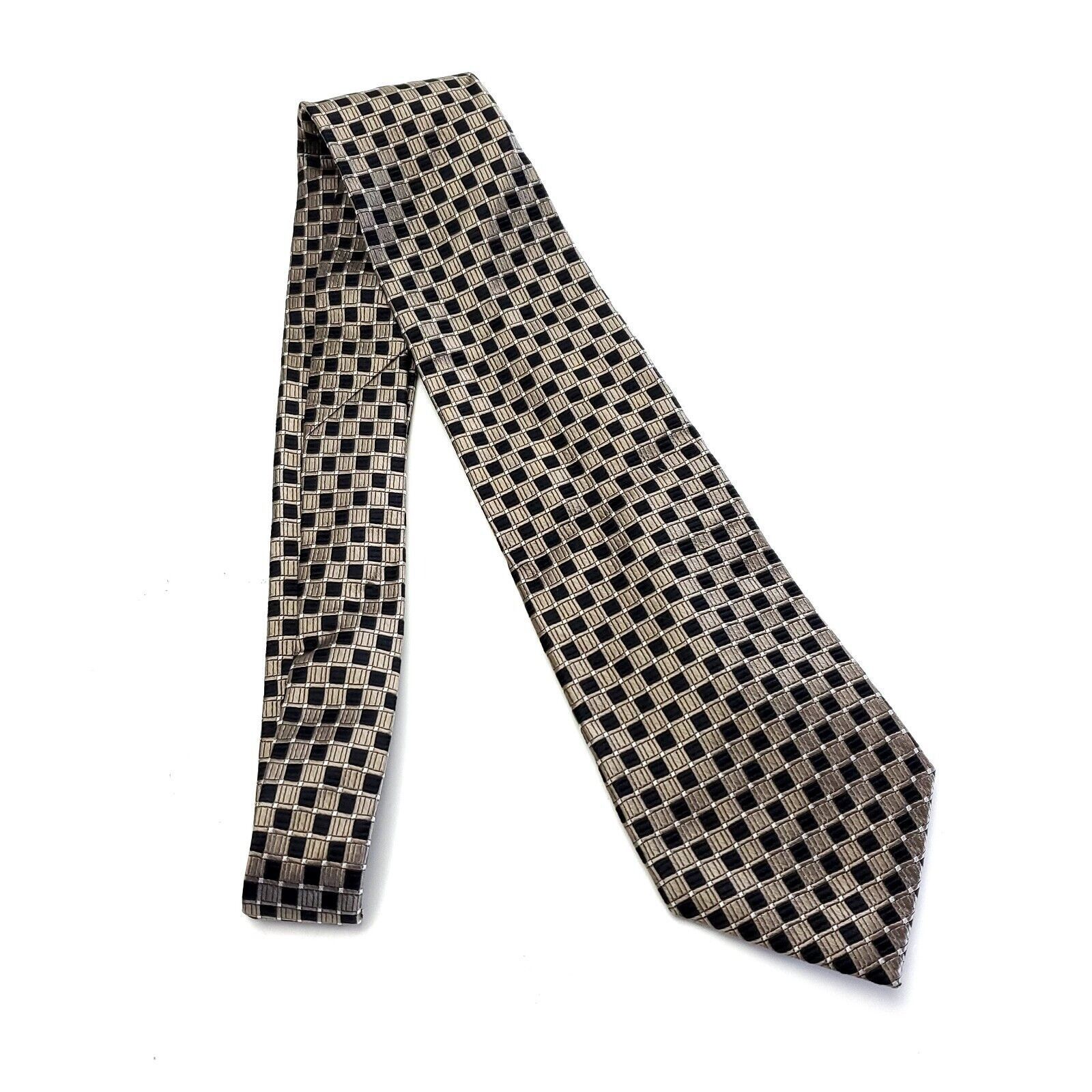 Chaps Chaps Woven Black Tan Geometric Silk Tie Short Size ONE SIZE - 6 Thumbnail