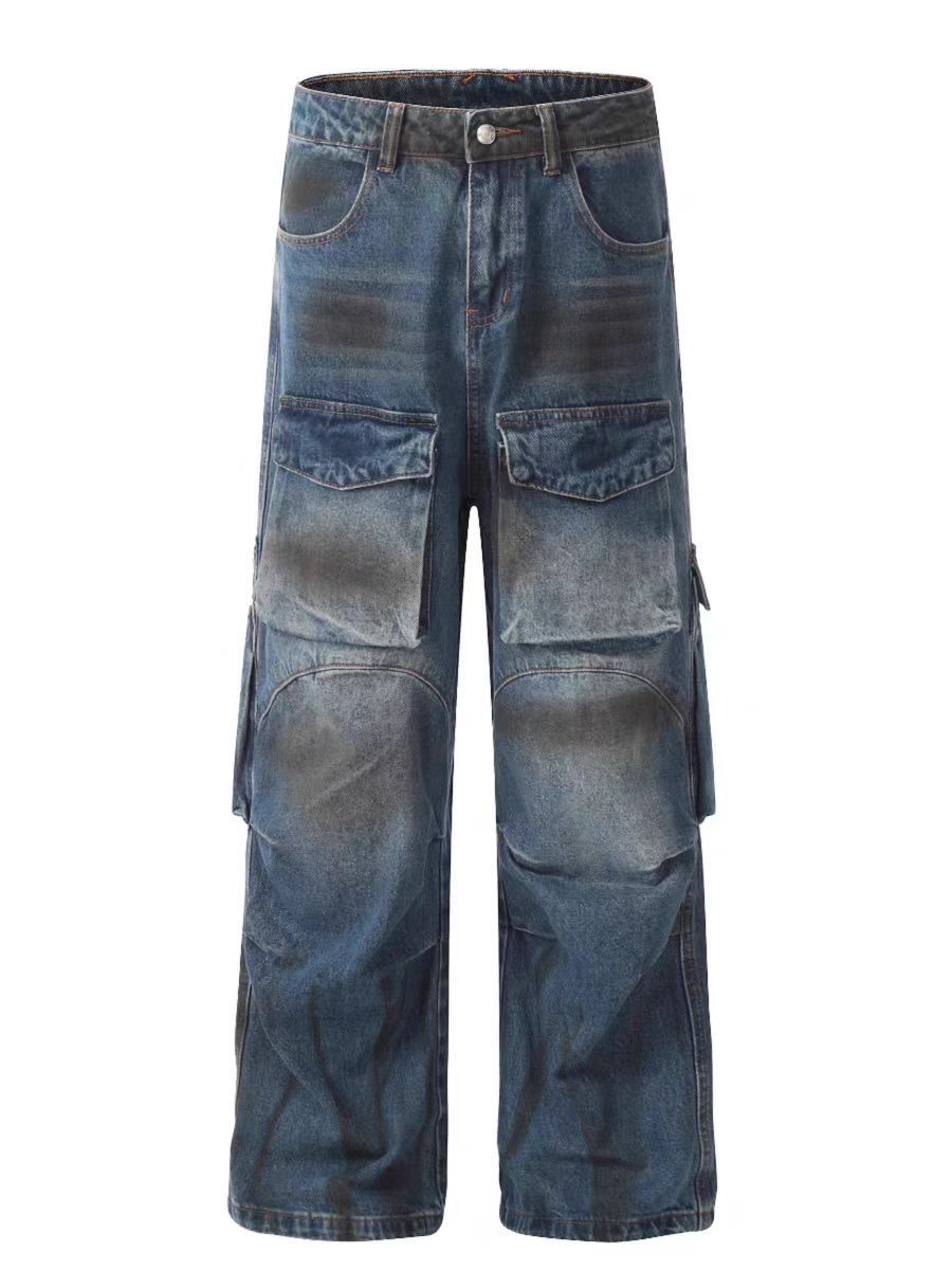 Japanese Brand × Jean High Street Dirty Dye Washed Workwear Casual Loose Jeans Size US 34 / EU 50 - 5 Thumbnail