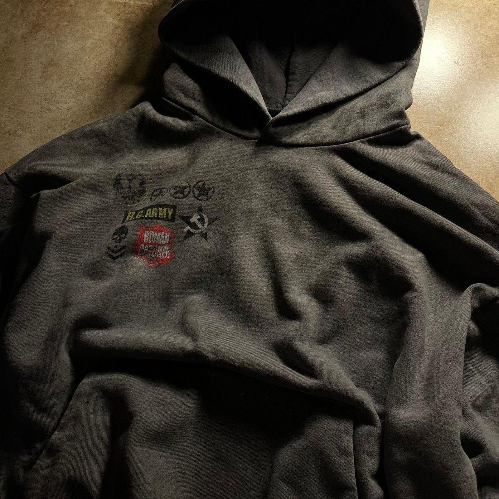 Japanese Brand Japanese Brand Vintage Faded Grey War Hoodie size S Size US M / EU 48-50 / 2 - 7 Thumbnail