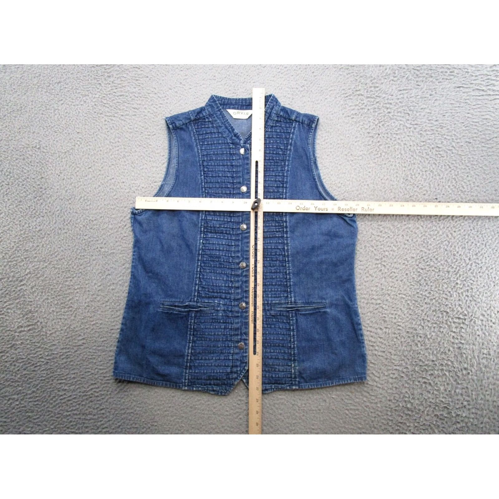 Orvis VINTAGE Orvis Vest Denim Button Up Women's 14 Blue Ruffle Western Casual Mens Womens Girls Size XL / US 12-14 / IT 48-50 - 5 Thumbnail