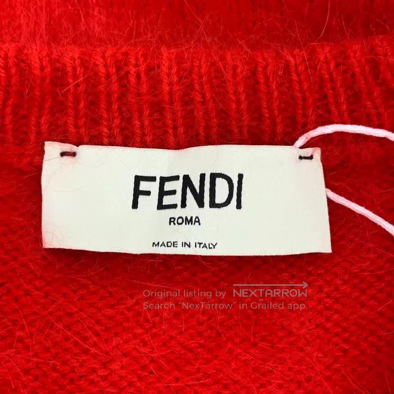Fendi Fendi Red Laced Rabbit Hair Crewneck Long Sleeve Knit Top Size XXS / US 00 / IT 34 - 5 Thumbnail
