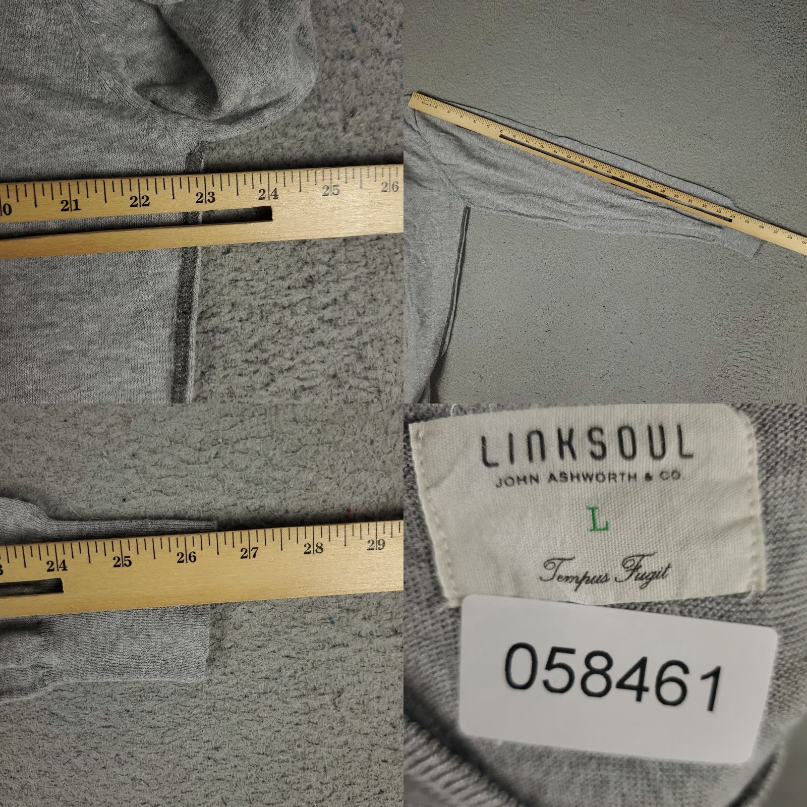 Vintage Linksoul Sweater Mens Large Gray V-Neck Casual Pullover Knit Sweatshirt Size US L / EU 52-54 / 3 - 8 Thumbnail