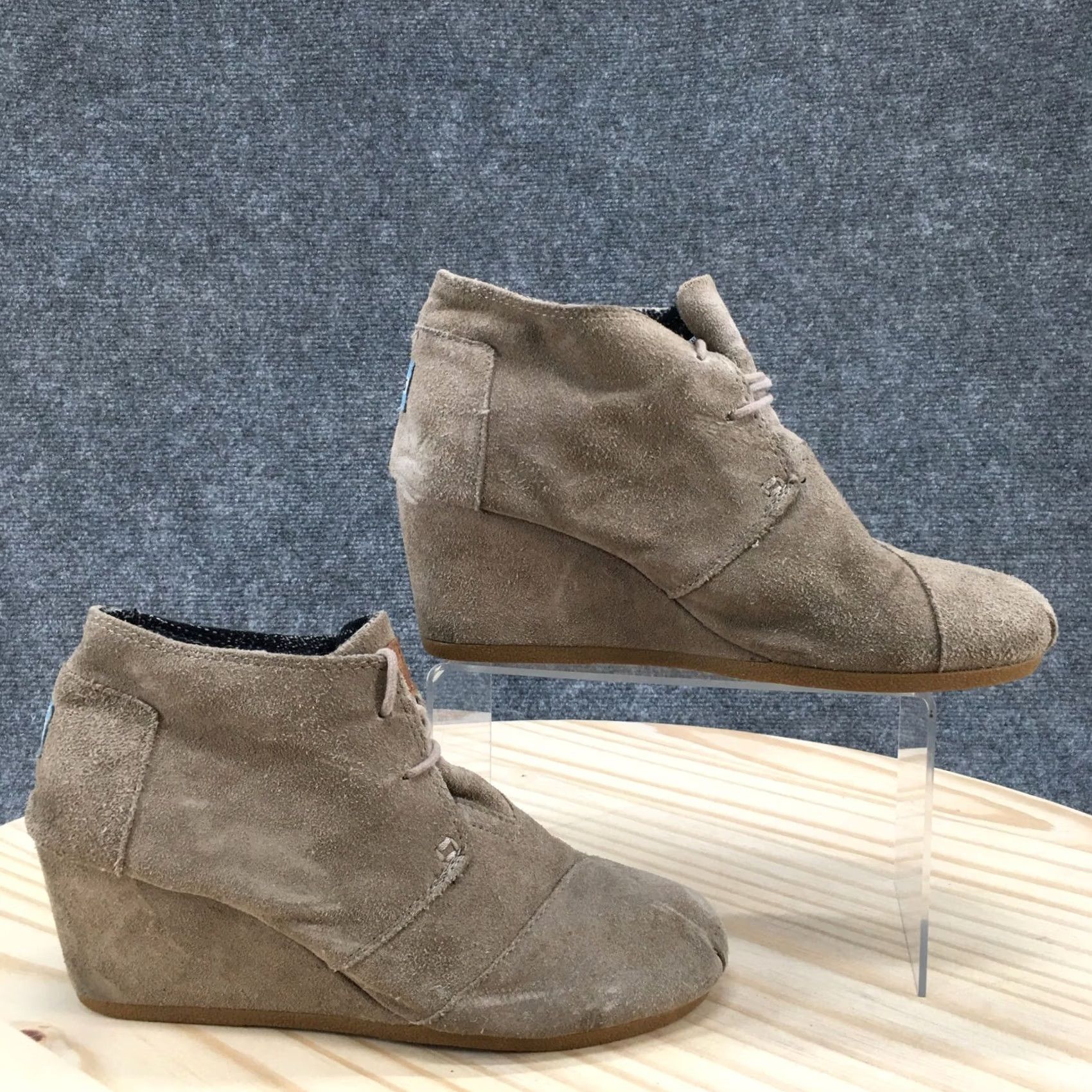 Toms TOMS Boots Womens 7.5 Lace Up Desert Wedge Ankle Bootie Brown Suede 300512 Size US 8 / IT 38 - 2 Thumbnail