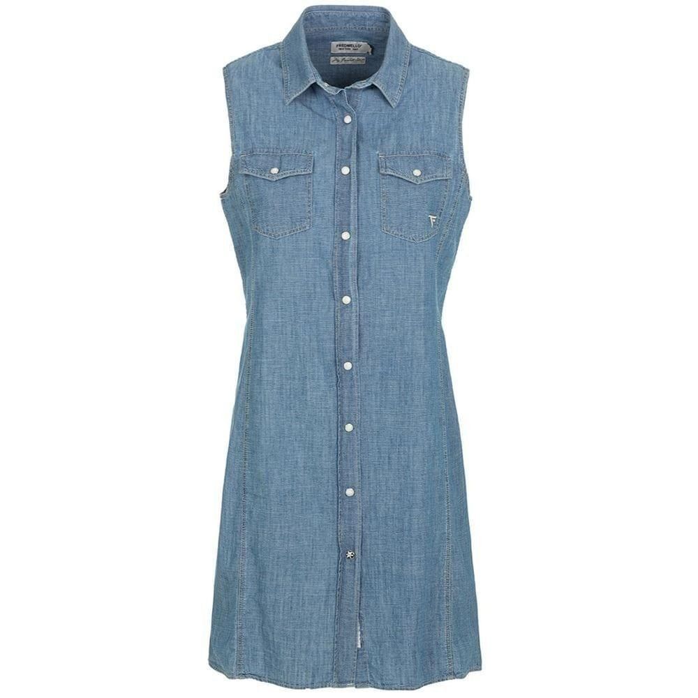 image of Tommy Hilfiger Fred Mello Blue Sleeveless Denim Delight Dress , Women's (Size 2XL)