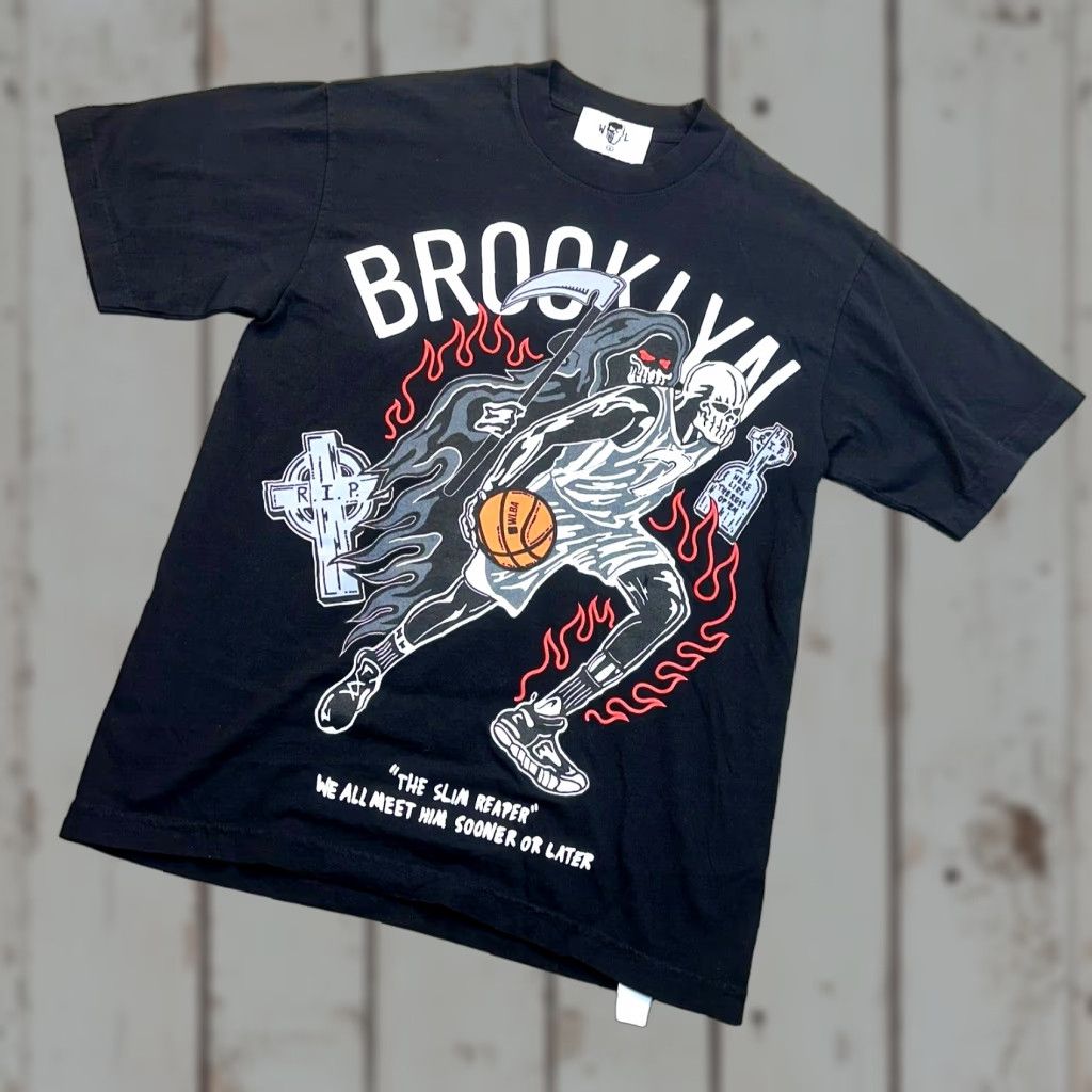 Warren Lotas Warren Lotus Brooklyn Nets Authentic Slim Reaper KD Rare T-Shirt Men’s S Multicolor Graphic Print Short Sleeve NBA Grim Reaper Streetwear Size US S / EU 44-46 / 1 - 1 Thumbnail