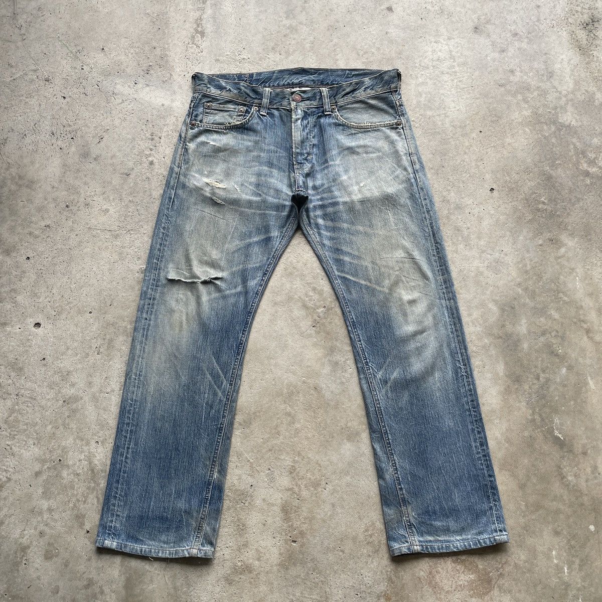 Japanese Brand W37 Vintage Edwin Faded Distressed Jeans Baggy Denim Pants Size US 37 - 1 Thumbnail