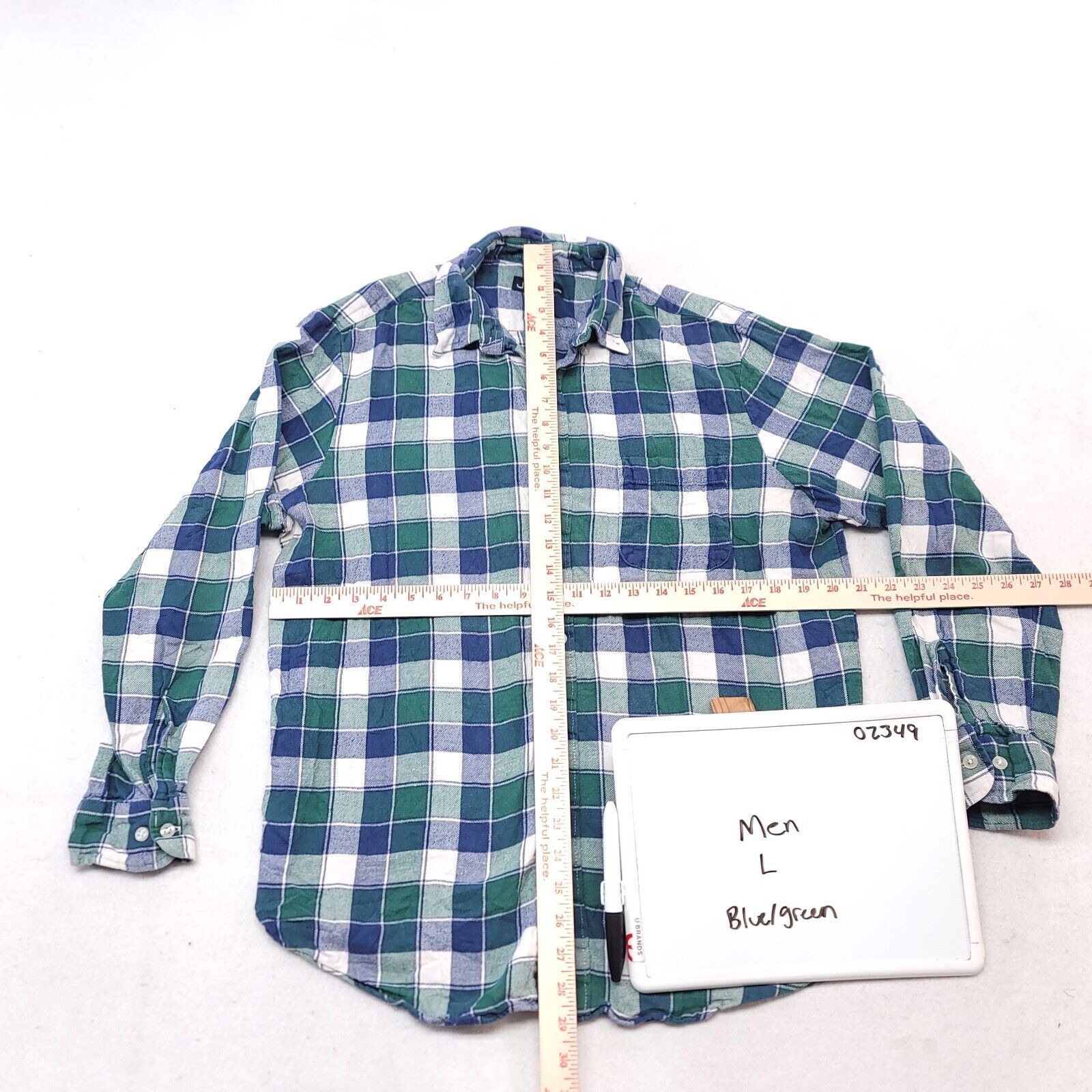 John Ashford John Ashford Gingham Flannel Shirt Mens Size L Blue Green Size US L / EU 52-54 / 3 - 6 Thumbnail
