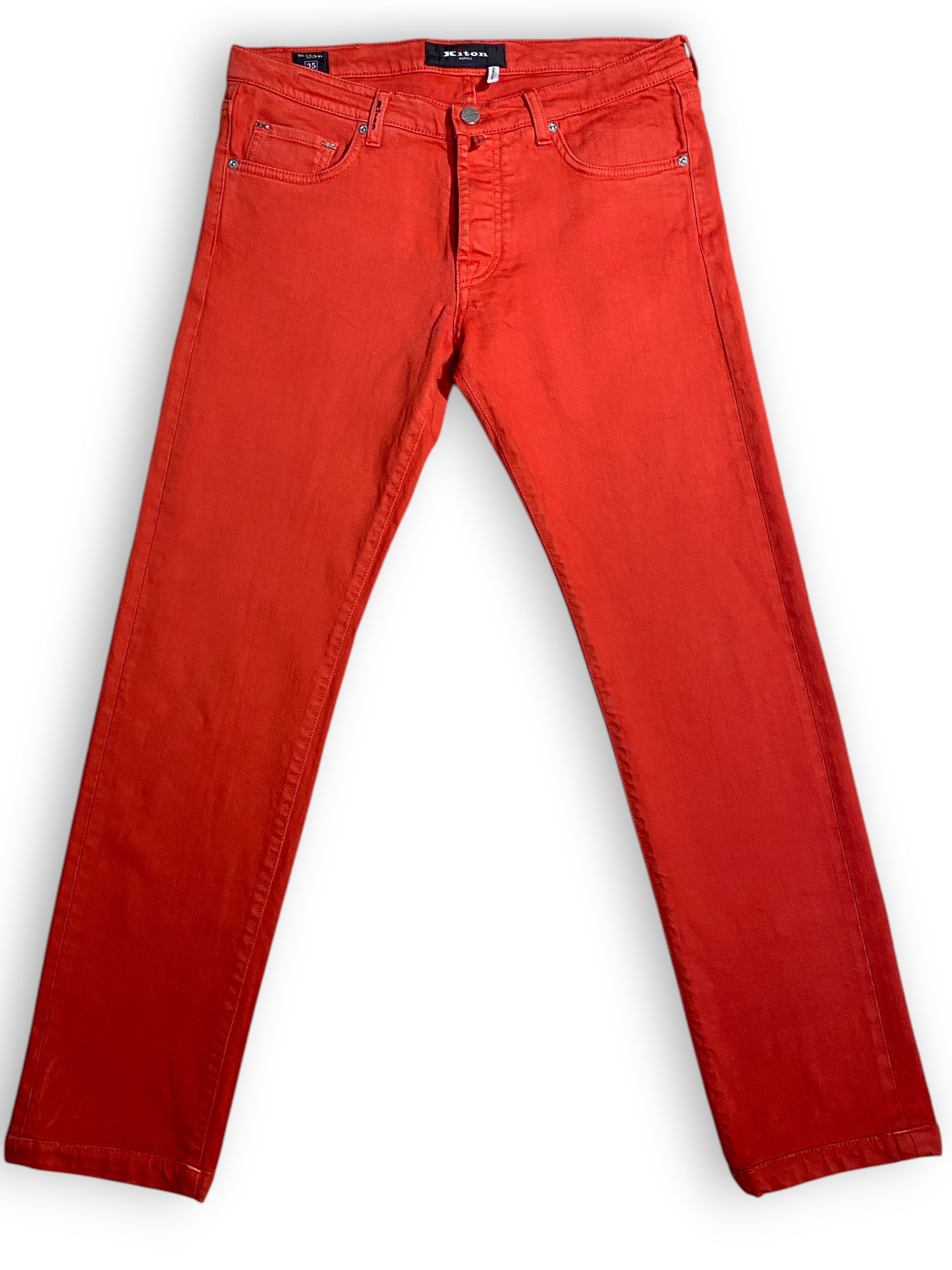 Kiton Kiton Red 5 Pocket Classic Washed Denim Slim Jeans Pants Size US 35 - 2 Thumbnail