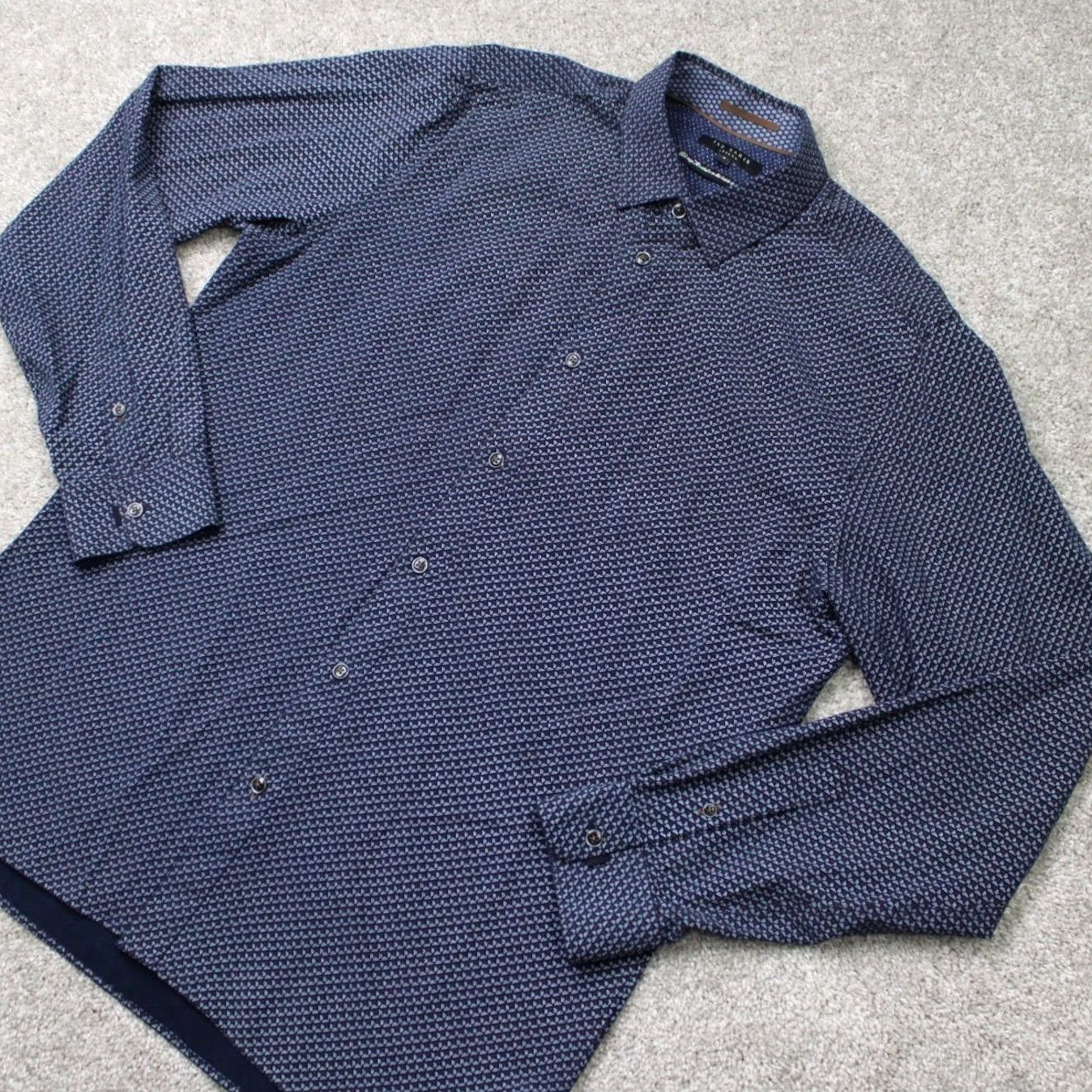 Ted Baker Ted Baker London Shirt Mens 4/ Large Blue Geometric Modal/Polyester Long Sleeve Shirt Size US L / EU 52-54 / 3 - 3 Thumbnail