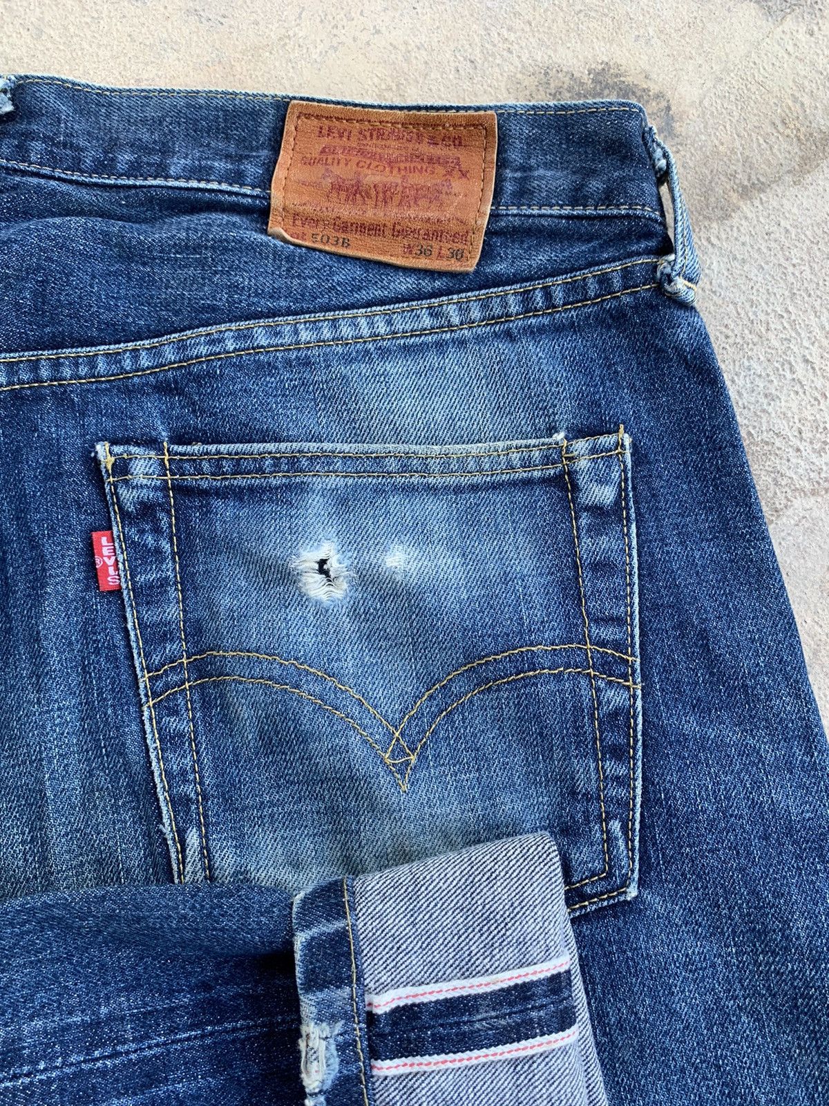 Levi's × Vintage Vintage Levis Big E 503B Selvedge Distressed Denim Size US 34 / EU 50 - 3 Thumbnail