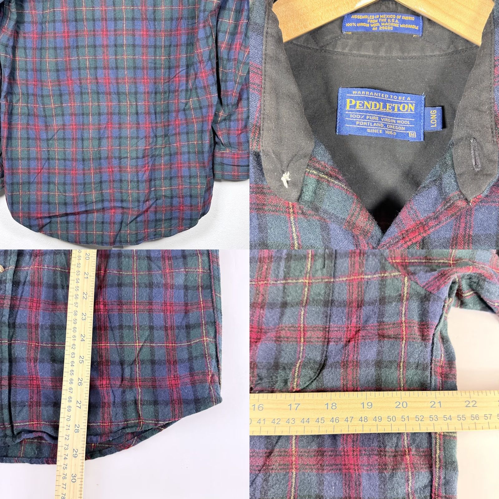 Pendleton Pendleton Shirt Long Sleeve Button-Up Plaid Virgin Wool Green/Blue Mens M Size US M / EU 48-50 / 2 - 8 Thumbnail