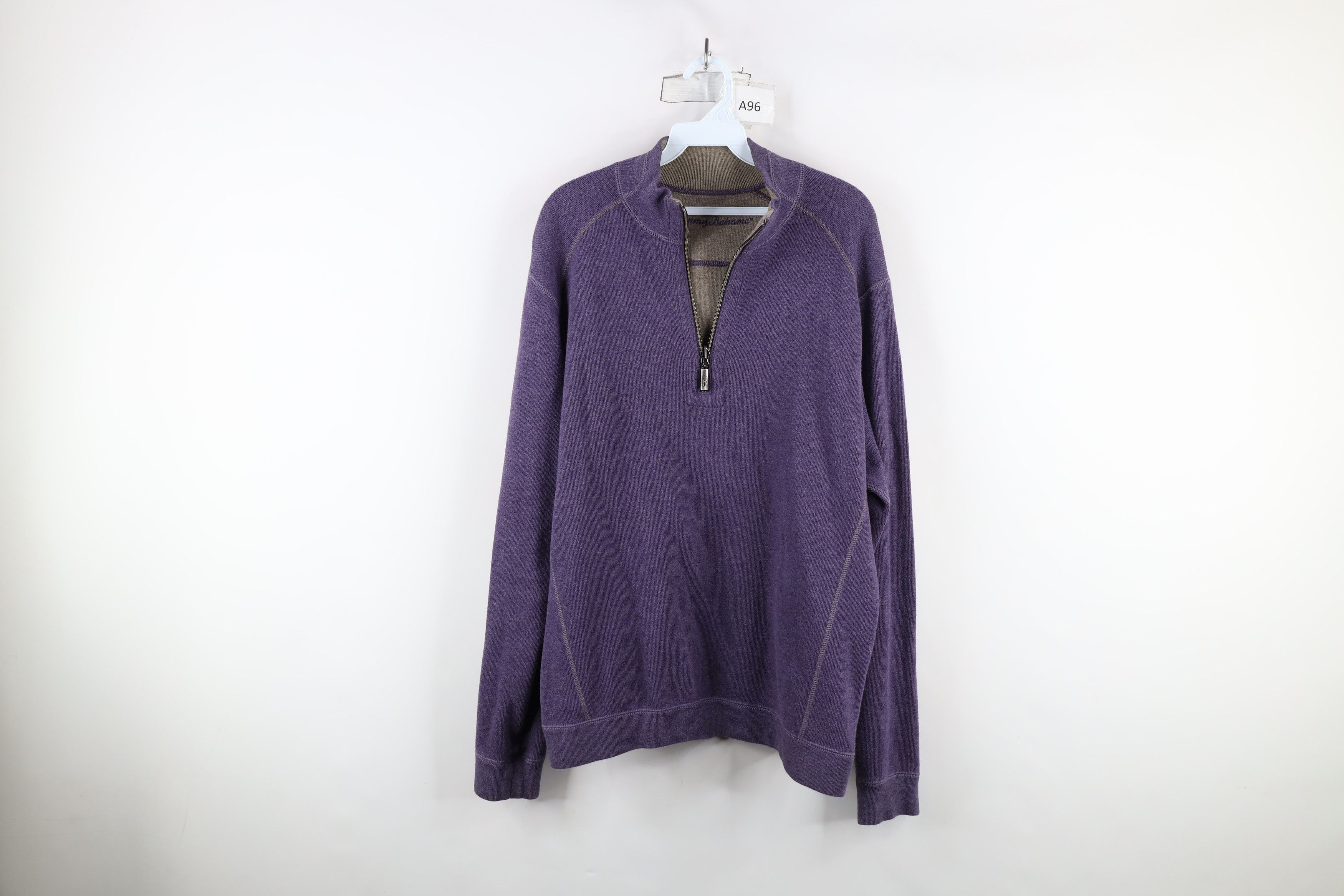 Tommy Bahama × Vintage Vintage Tommy Bahama Reversible Ribbed Knit Half Zip Sweater Size US L / EU 52-54 / 3 - 11 Thumbnail