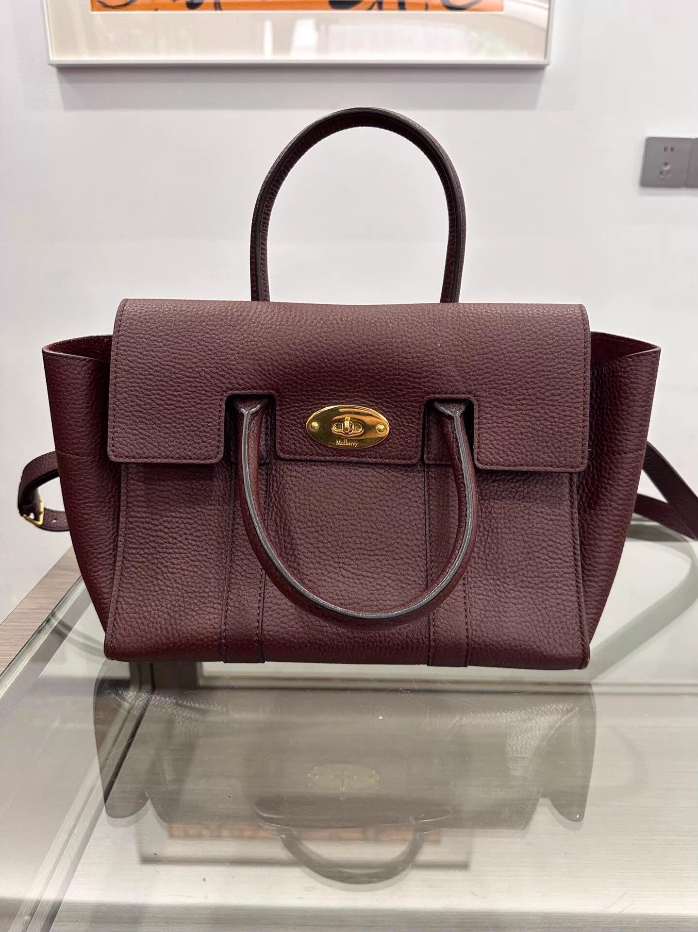 Mulberry Mulberry Bayswater Wine Red Gold 26cm 99New Size ONE SIZE - 1 Thumbnail