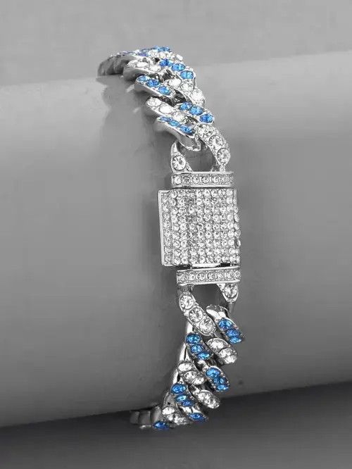 VIBE Retro Punk Rhinestone Link Bracelet Blue Size ONE SIZE - 2 Thumbnail