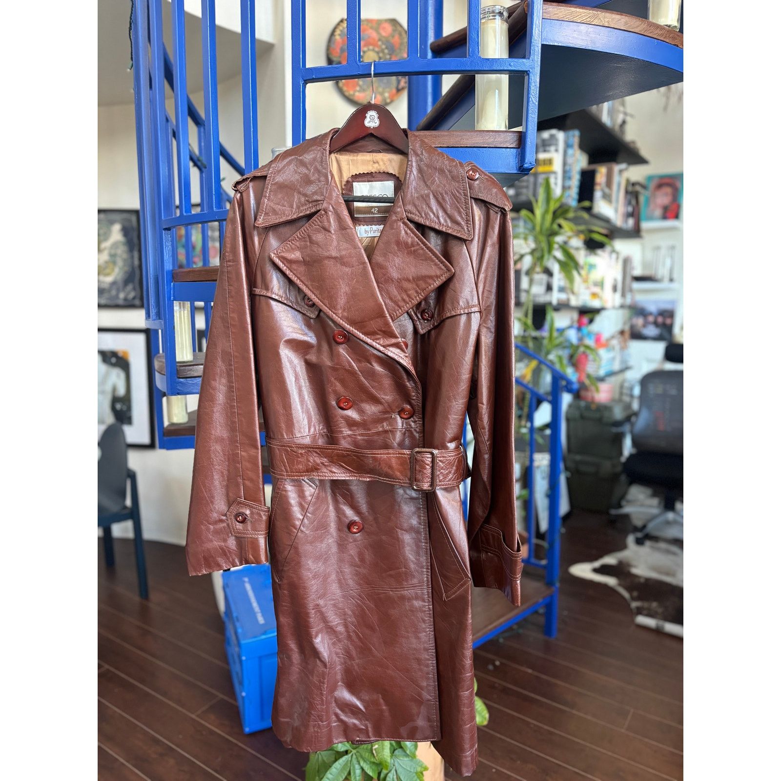 Other Cresco Brown Leather Trench Coat Size 42 Size US L / EU 52-54 / 3 - 1 Thumbnail