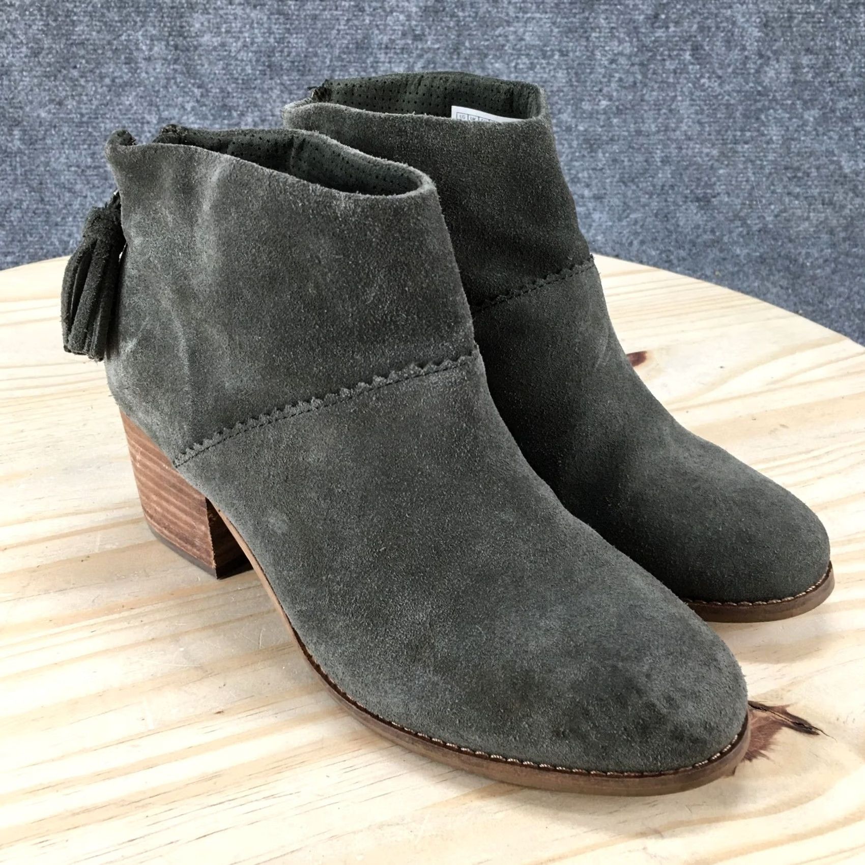 Toms Toms Boots Womens 7.5 Leila Ankle Bootie Green Comfort Round Toe Block Heel Mid 2-2.9in Suede Leather Lining Zip Casual Shoes Size US 8 / IT 38 - 3 Thumbnail