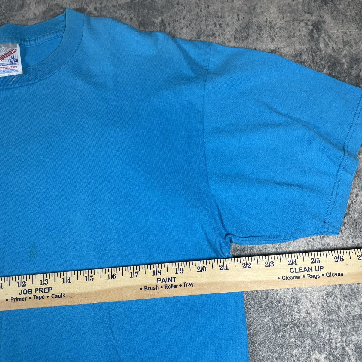 Vintage Vintage 90s Jerzees blank blue tshirt Size US XL / EU 56 / 4 - 4 Thumbnail
