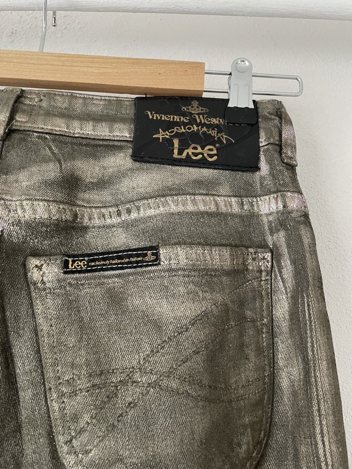 Lee × Vivienne Westwood Silver and Iridescent Jeans Size US 27 - 8 Thumbnail
