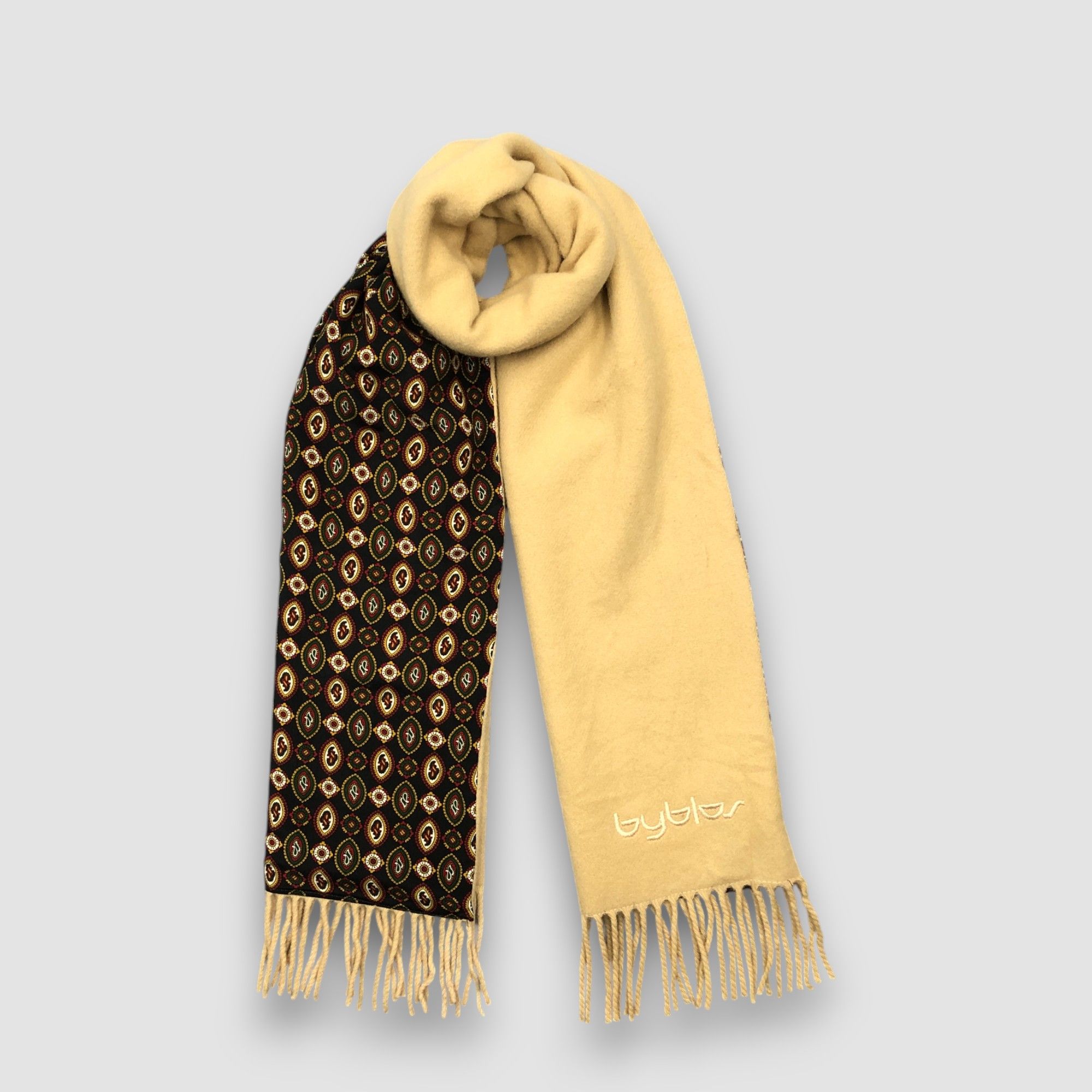 Byblos Vintage Byblos Scarf Muffler SILK Wool Winter Fringe Scarves Size ONE SIZE - 1 Thumbnail