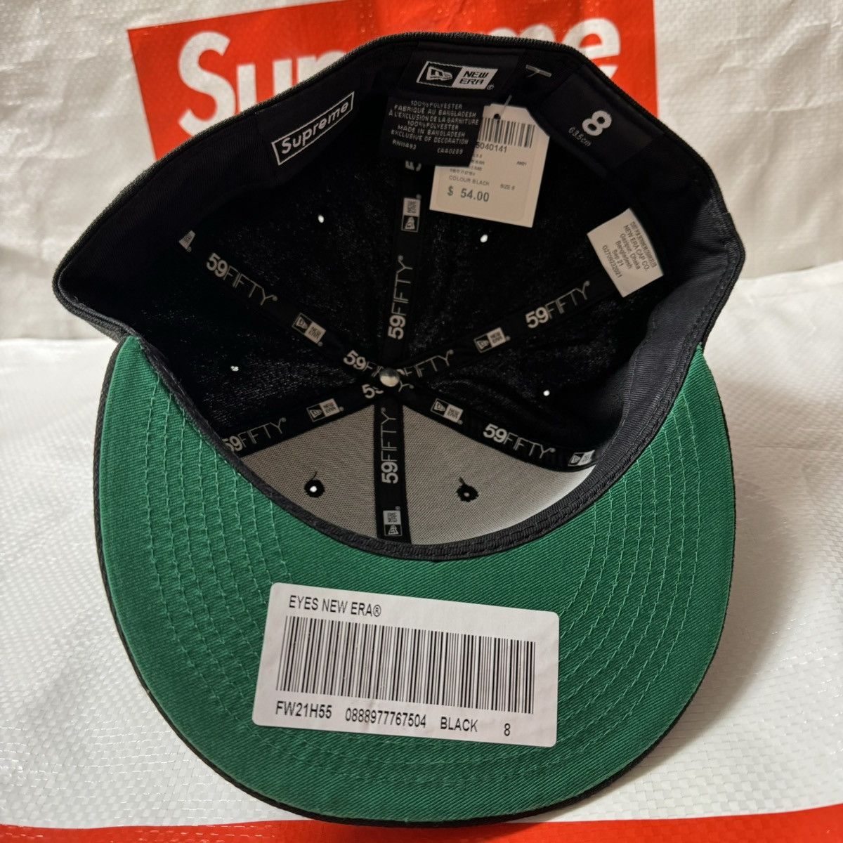 New Era × Supreme Supreme new era black eyes hat size 8