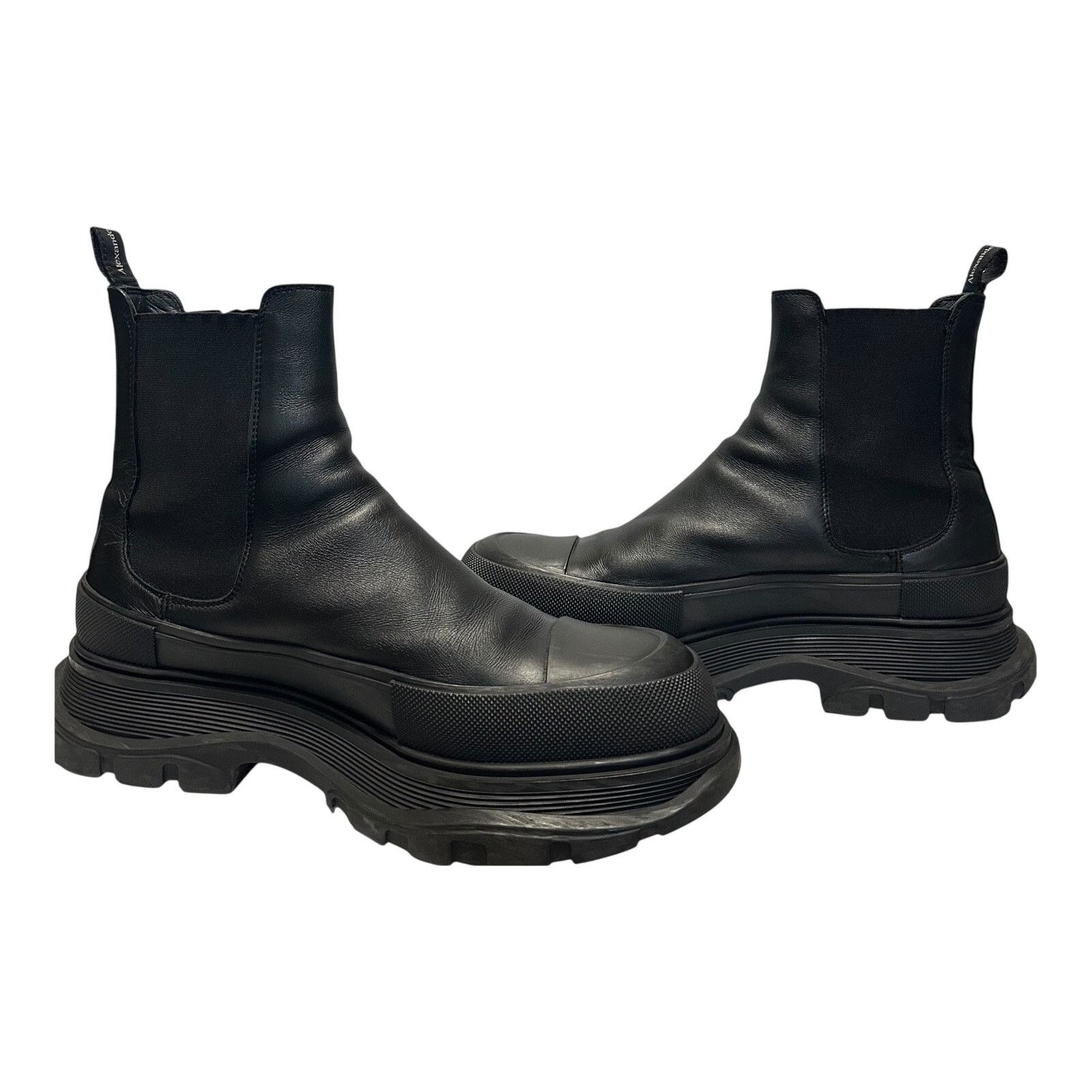 Alexander McQueen Tread Slick Chelsea Boots IT 44 Leather Triple Black Size US 11 / EU 44 - 3 Thumbnail