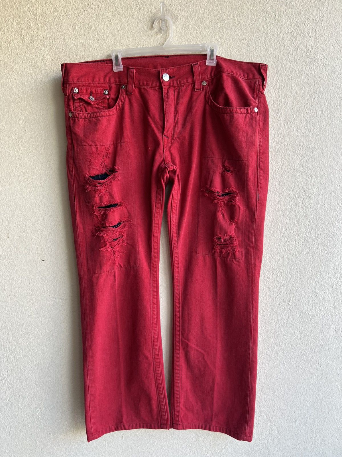 True Religion Vintage True Religion Distressed Red Denim Straight Jeans Size US 42 / EU 58 - 23 Thumbnail