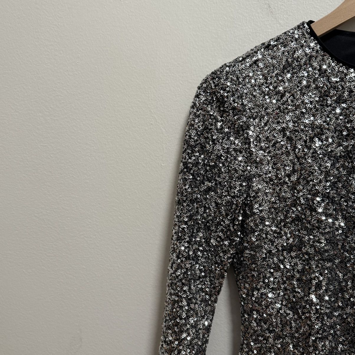 Frame NWT FRAME silver sequin long sleeve mini dress metallic Size S / US 4 / IT 40 - 9 Thumbnail