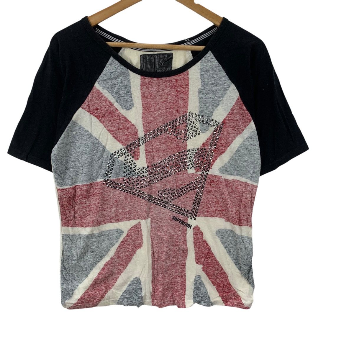 DC Comics DC COMICS SUPERGIRL UK Flag Raglan Superheroes Tee Shirt Top Size M / US 6-8 / IT 42-44 - 5 Thumbnail