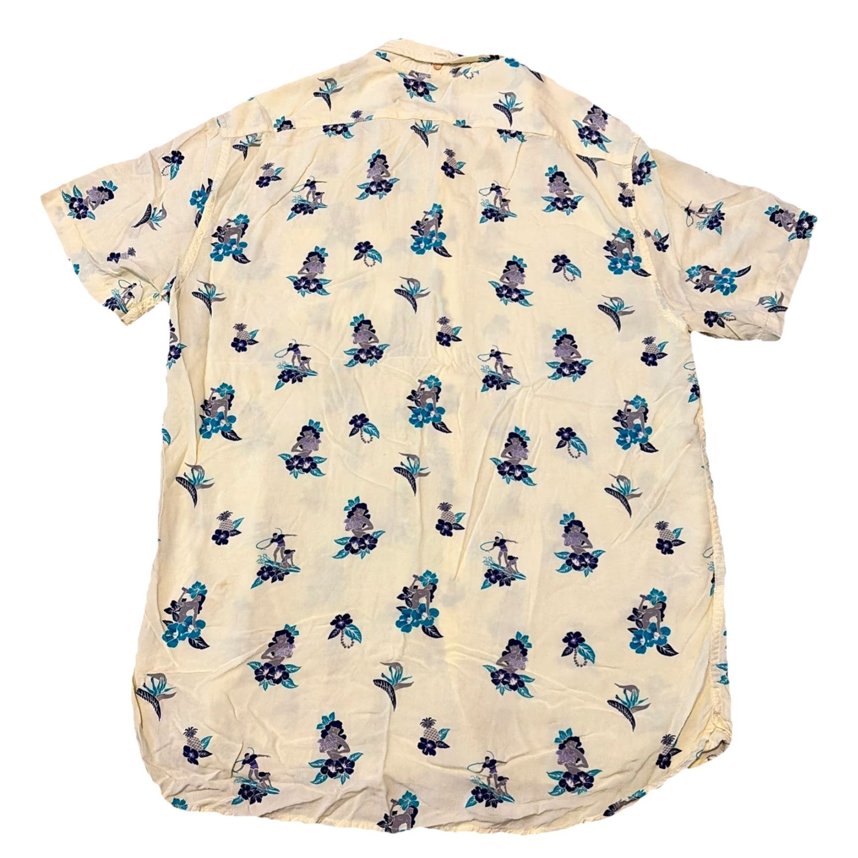 Quiksilver VINTAGE Quiksilver Button-Up Shirt Hawaiian Surfer Girl Graphic Yellow Large L Mens Short Sleeve Size US L / EU 52-54 / 3 - 2 Thumbnail