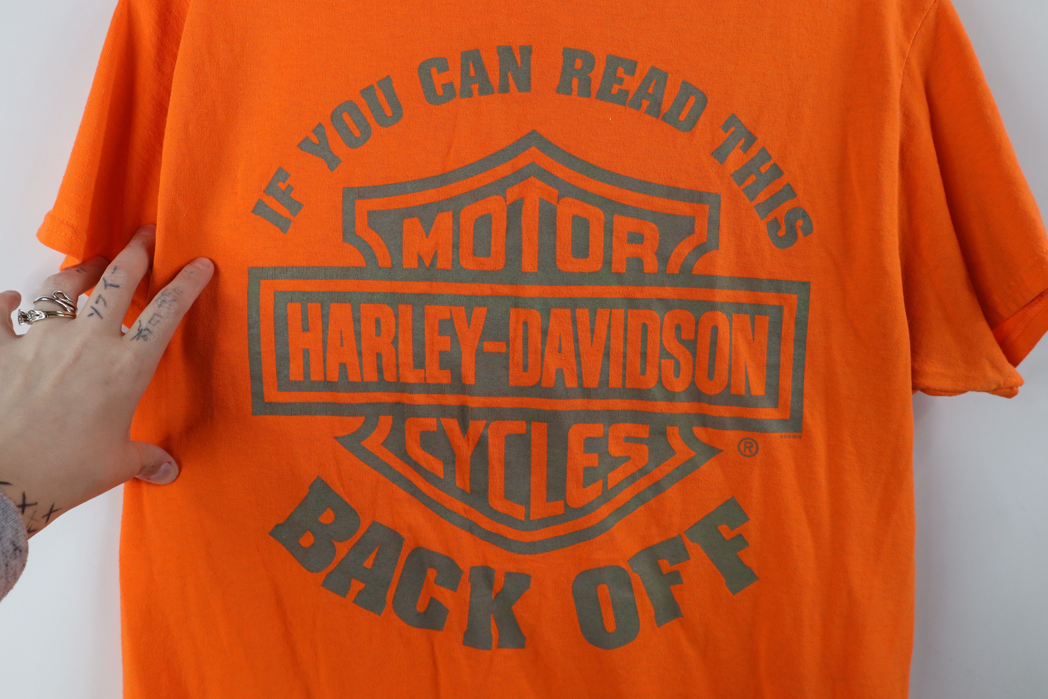 Harley Davidson × Vintage Vintage Y2K Harley Davidson Big Logo T-Shirt Blaze Orange Size US M / EU 48-50 / 2 - 11 Thumbnail