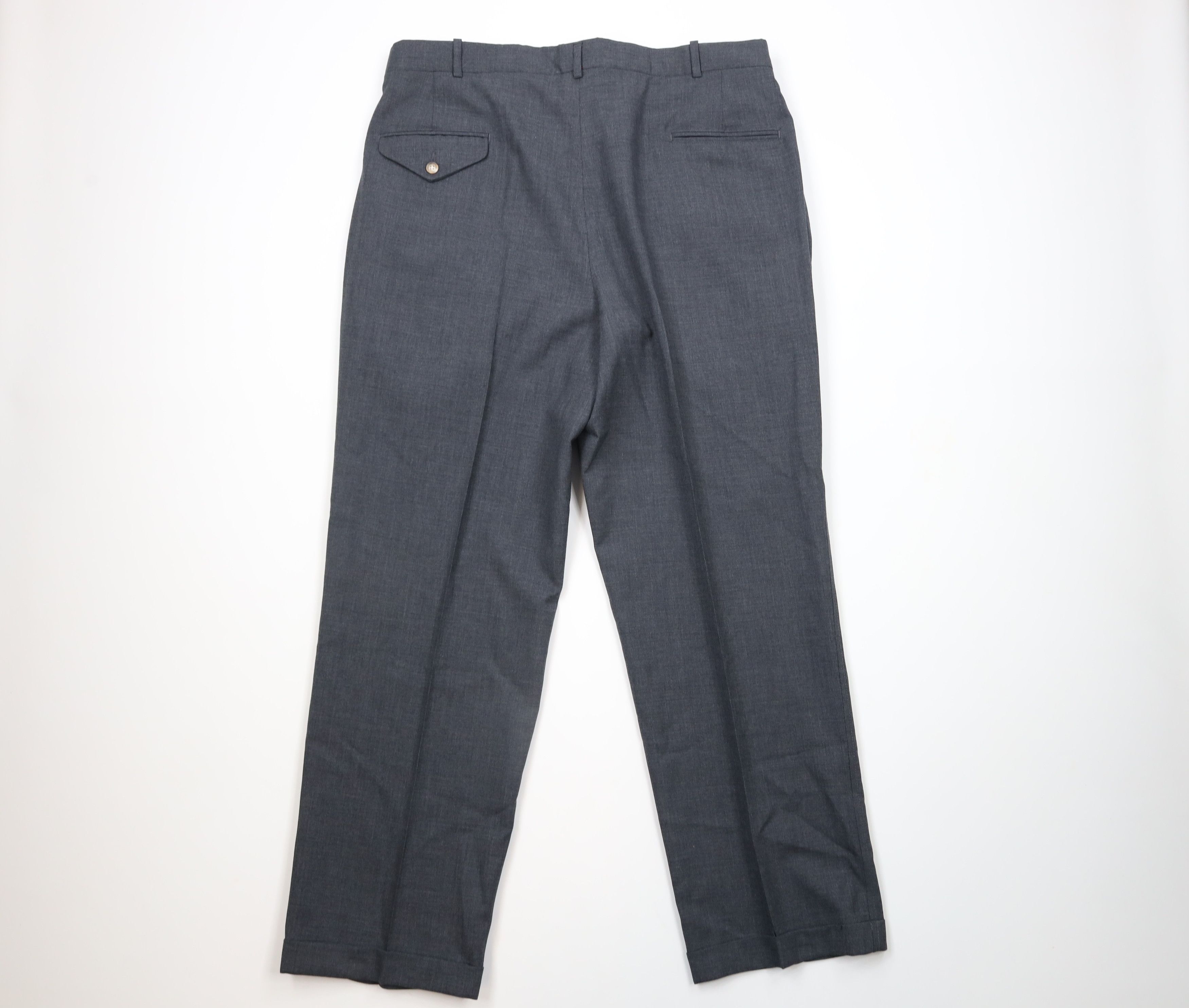 Lands' End × Vintage Vintage 90s Lands End Wool Pleated Cuffed Pants Trousers USA Size US 36 / EU 52 - 8 Thumbnail
