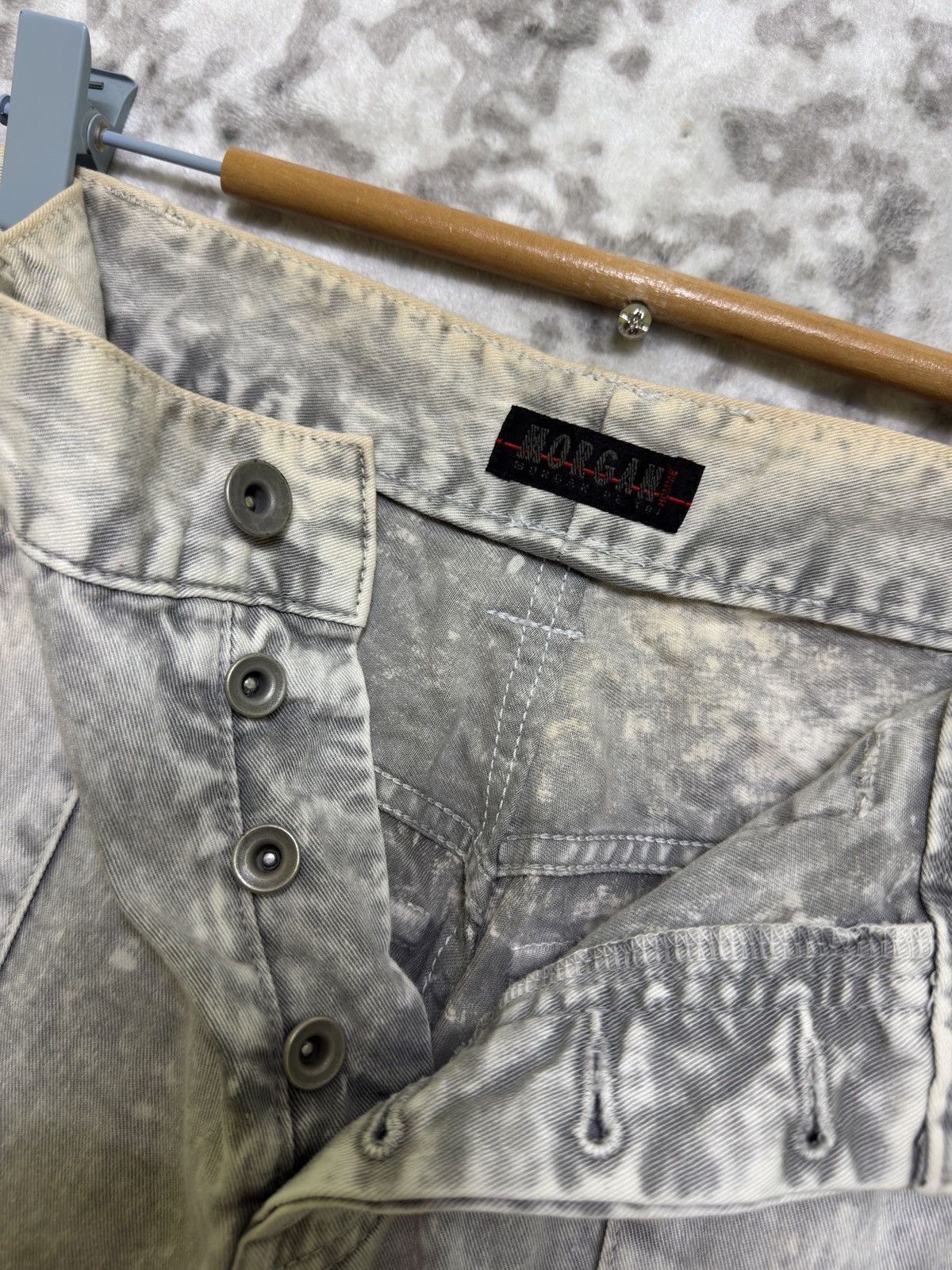 Morgan Homme Y2k Morgan Homme Grey Acid Wash Cargo Sun Faded Denim Size US 28 / EU 44 - 9 Thumbnail