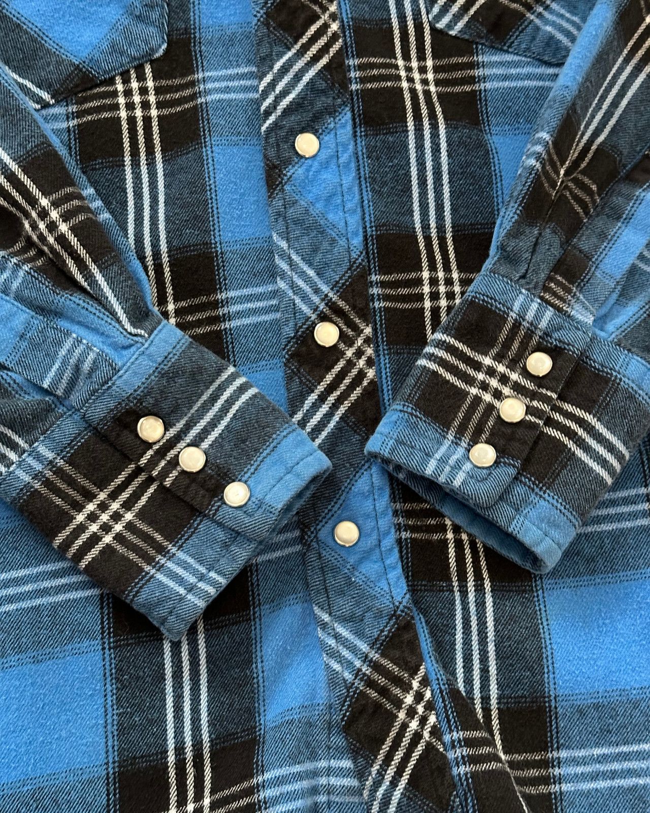 Wrangler Vintage Wrangler Pearl-Snap Blue Plaid Flannel - Size Small Size US S / EU 44-46 / 1 - 3 Thumbnail