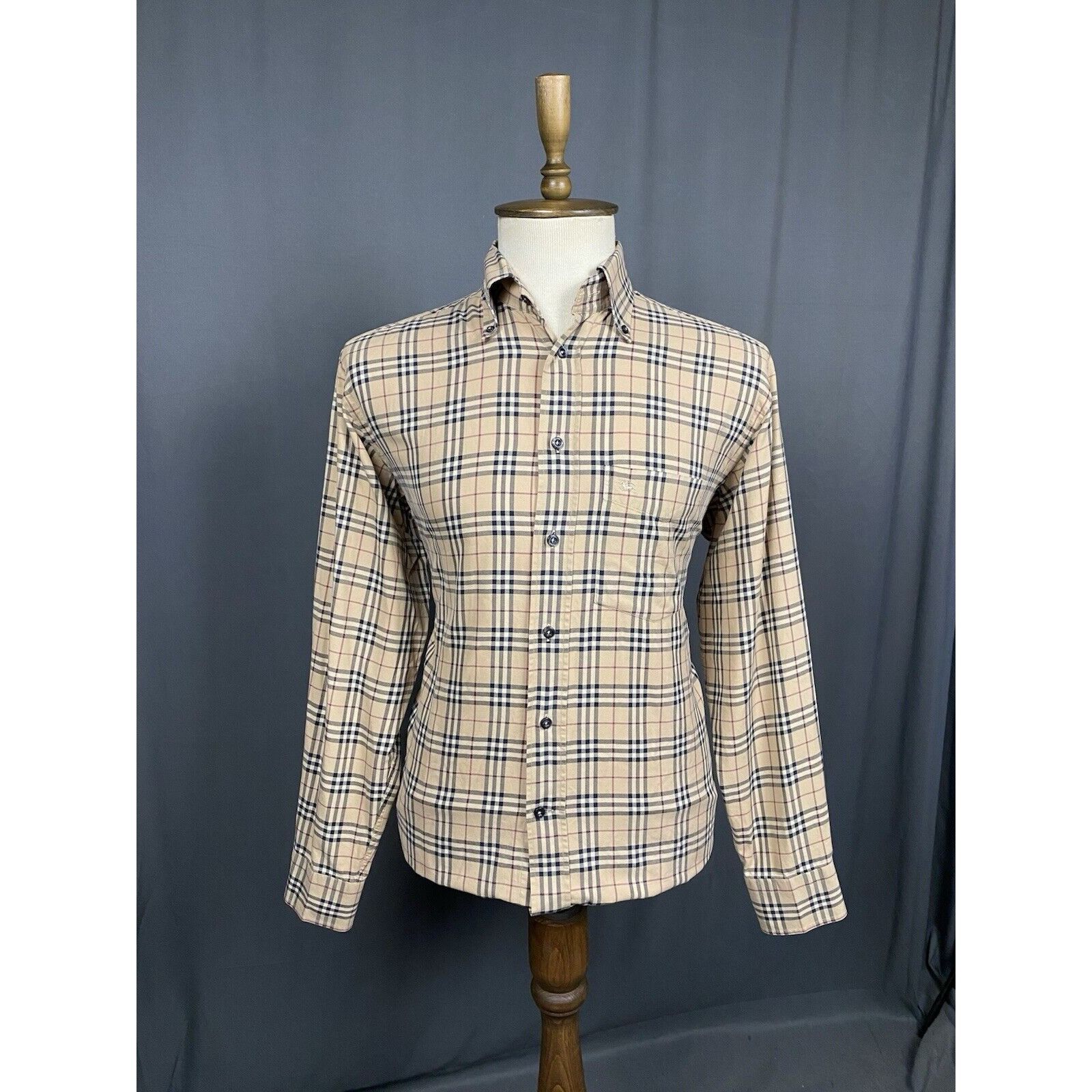 Burberry Burberry Nova Check VTG Men's Beige Checked Longsleeve Shirt Size US M / EU 48-50 / 2 - 1 Thumbnail