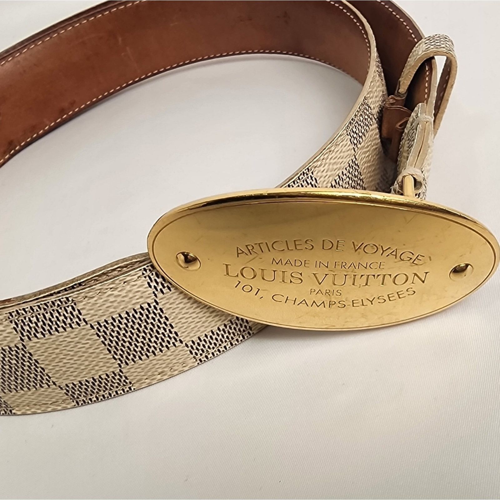 Louis Vuitton Louis Vuitton Damier Azur Canvas Voyage Belt 100/40 Size ONE SIZE - 4 Thumbnail