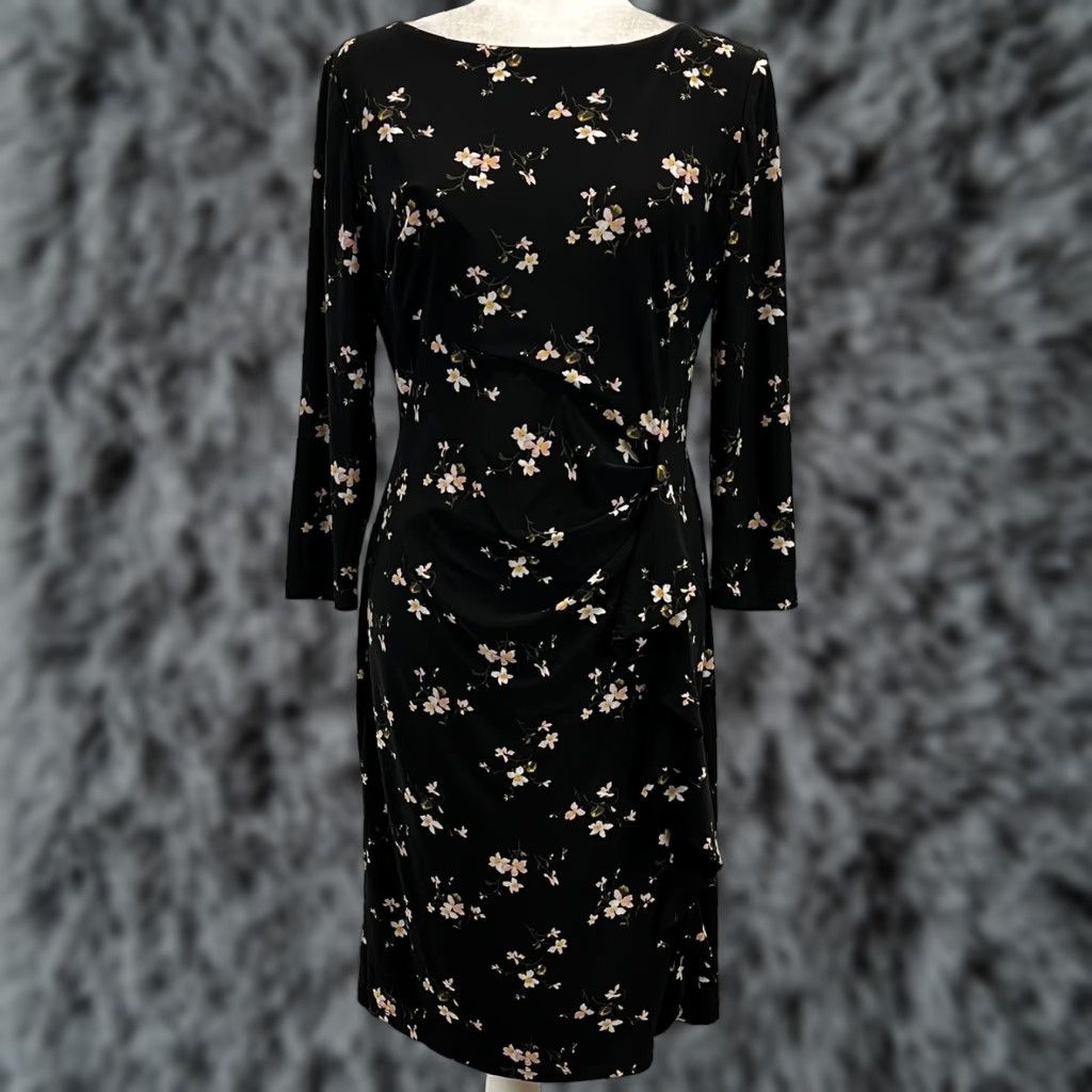 Ralph Lauren LAUREN RALPH LAUREN Floral Stretch Pencil Dress 10 Multicolor 3/4 Sleeve Womens Size L / US 10 / IT 46 - 1 Thumbnail