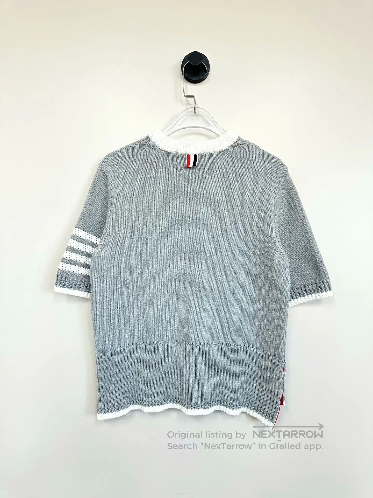 Thom Browne Thom Browne Grey Striped Four-stripe Knit Short-sleeve| Size S / US 4 / IT 40 - 2 Thumbnail
