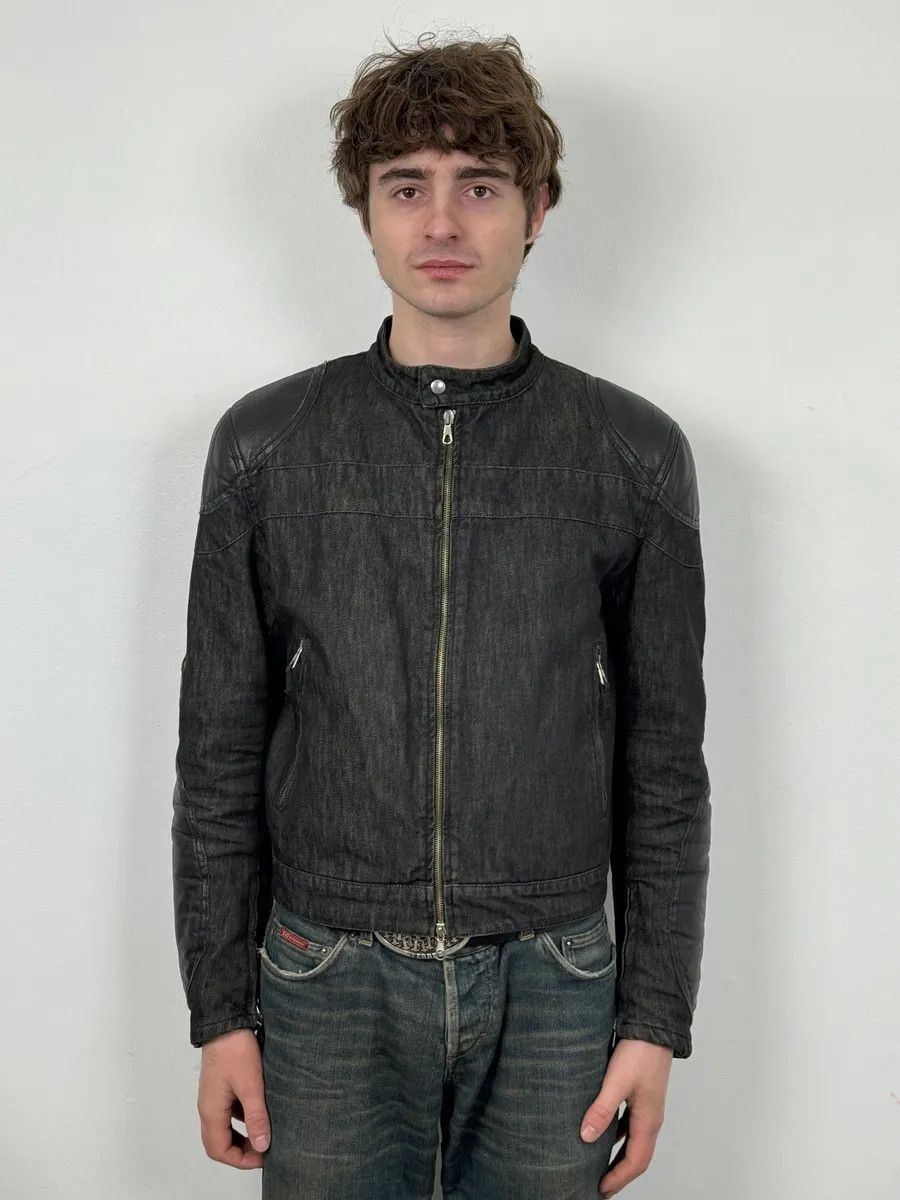 Daniele Alessandrini 2000s Daniele Alessandrini Biker Raw Grey Denim Jacket Size US S / EU 44-46 / 1 - 2 Thumbnail