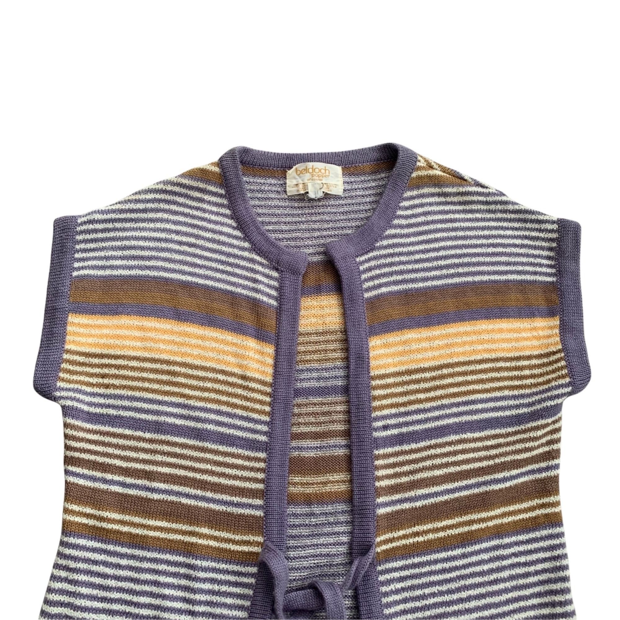 Vintage Vintage Beldoch Popper Wool Boho Striped Sleeveless Sweater Size L / US 10 / IT 46 - 2 Thumbnail