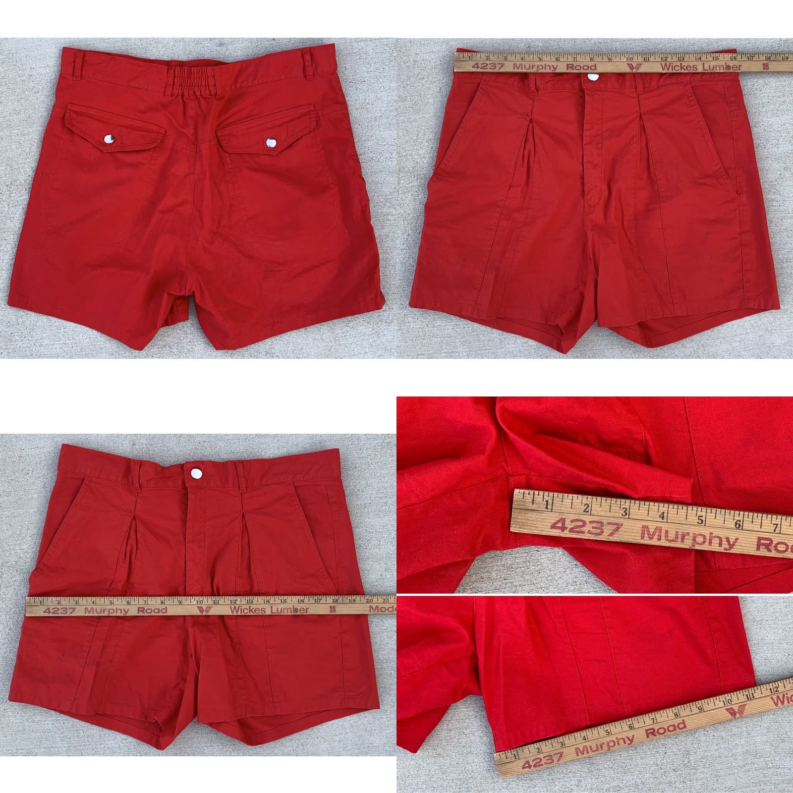 Area VINTAGE KSI Shorts Red Pleated Front Snap Rear Pockets 36 80s 90s 1980s Mens Shirt? Size US 36 / EU 52 - 8 Thumbnail