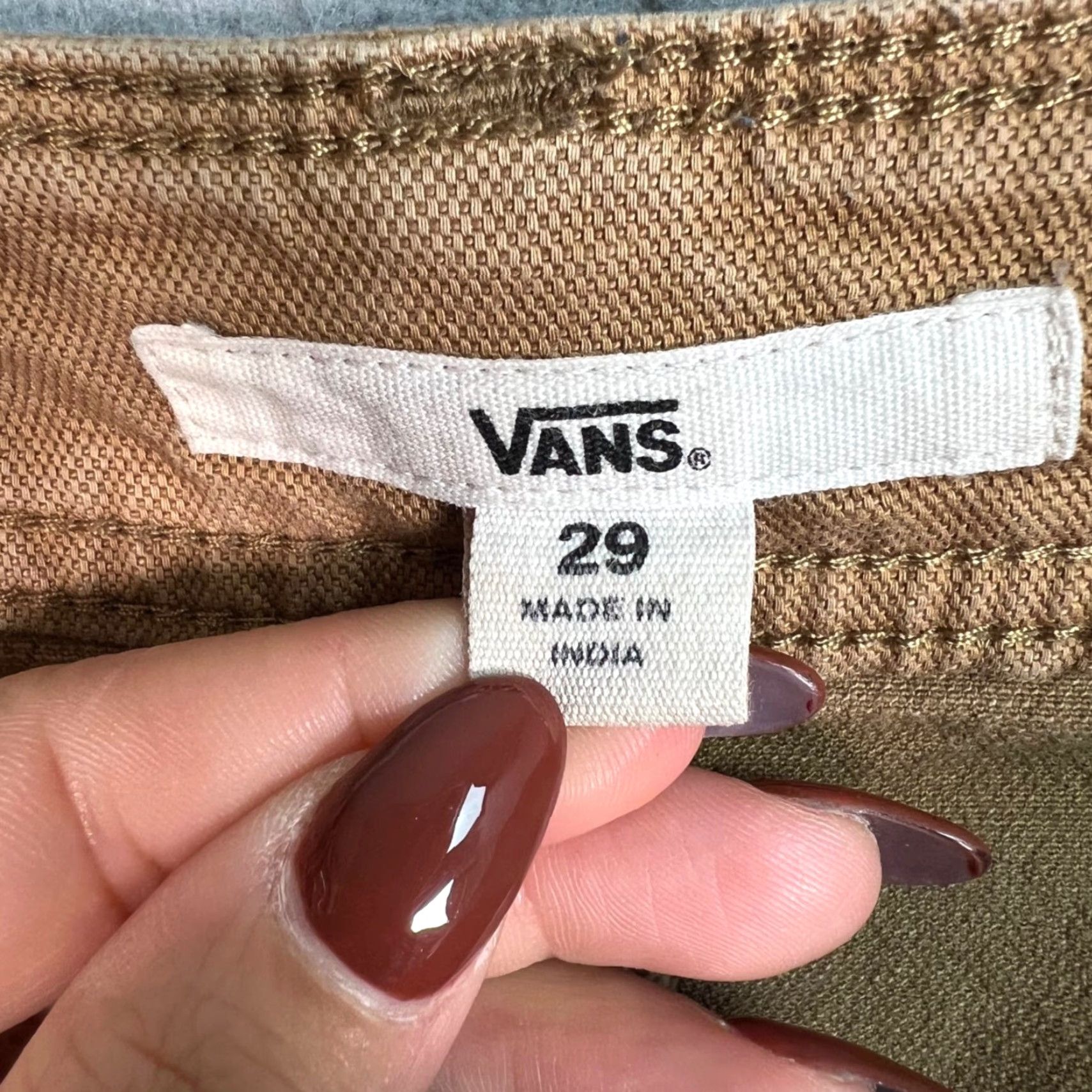 Vans Vans Womens Size 29 Tan High-Waisted Cropped Straight Leg Pants Cotton Blend Size 29" - 3 Thumbnail