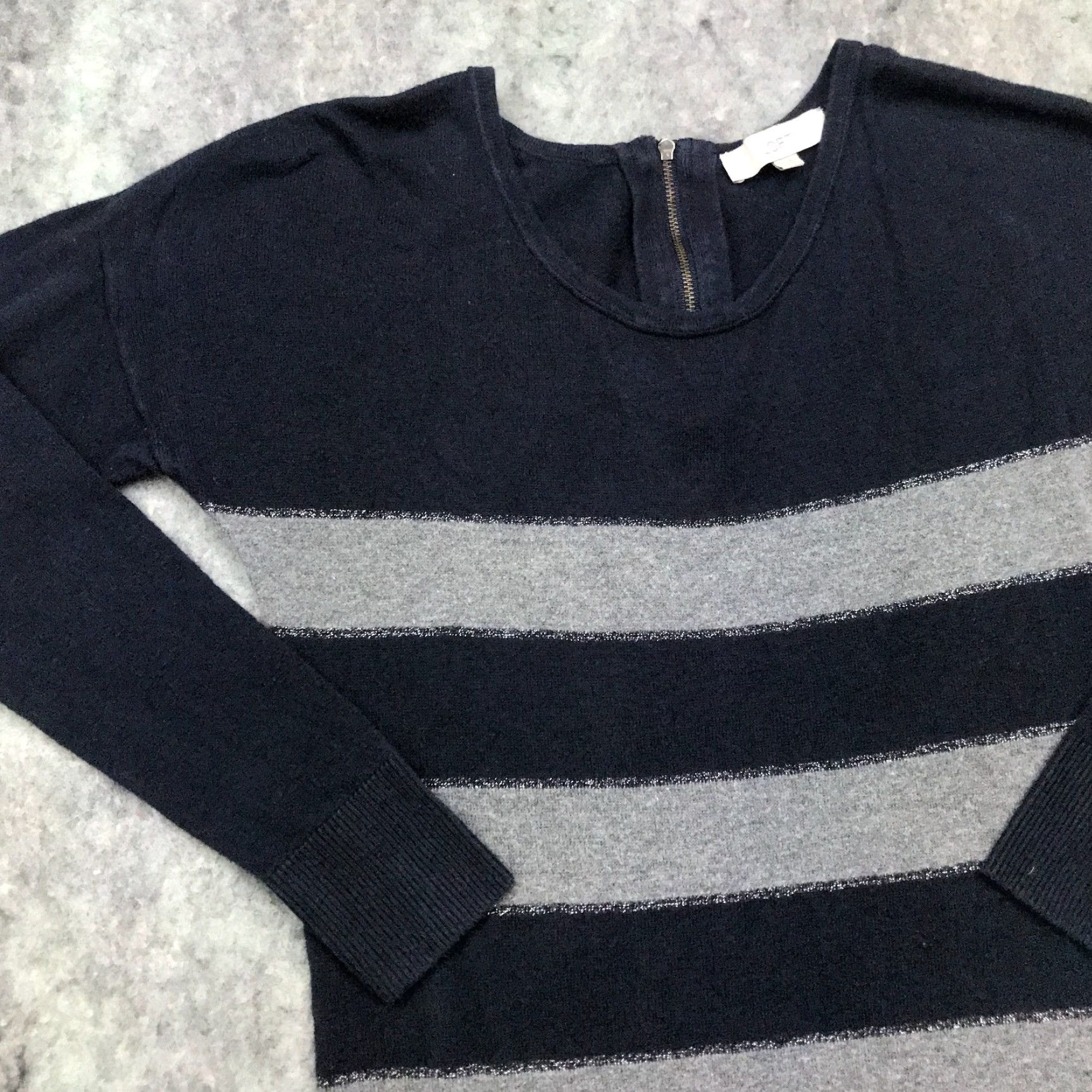 Loft VINTAGE loft womens sweater XS blue knit top lightweight zipper v-neck Size XS / US 0-2 / IT 36-38 - 2 Thumbnail